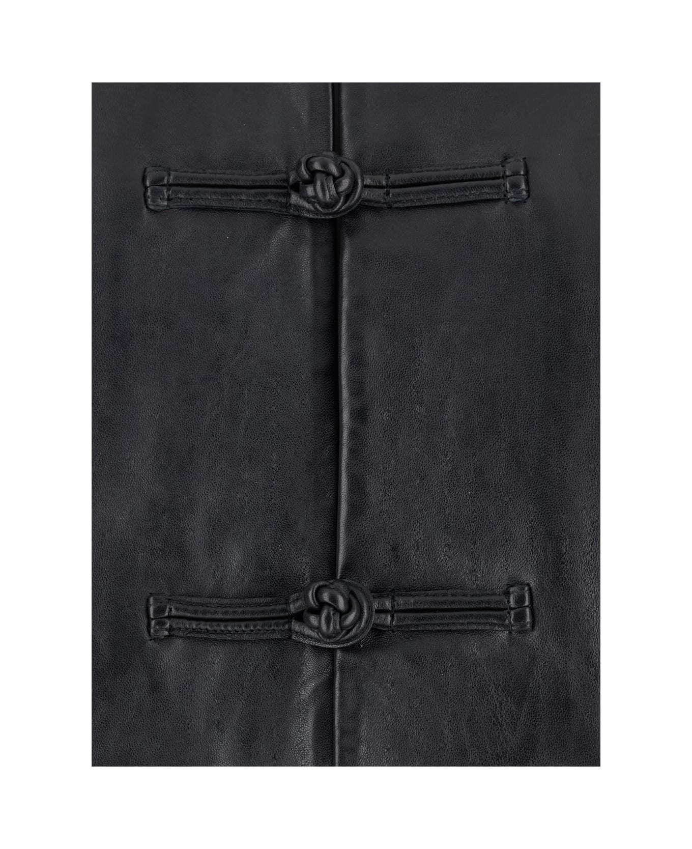 Róhe Black Jacket With Front Toggle Closure In Leather Woman - Black