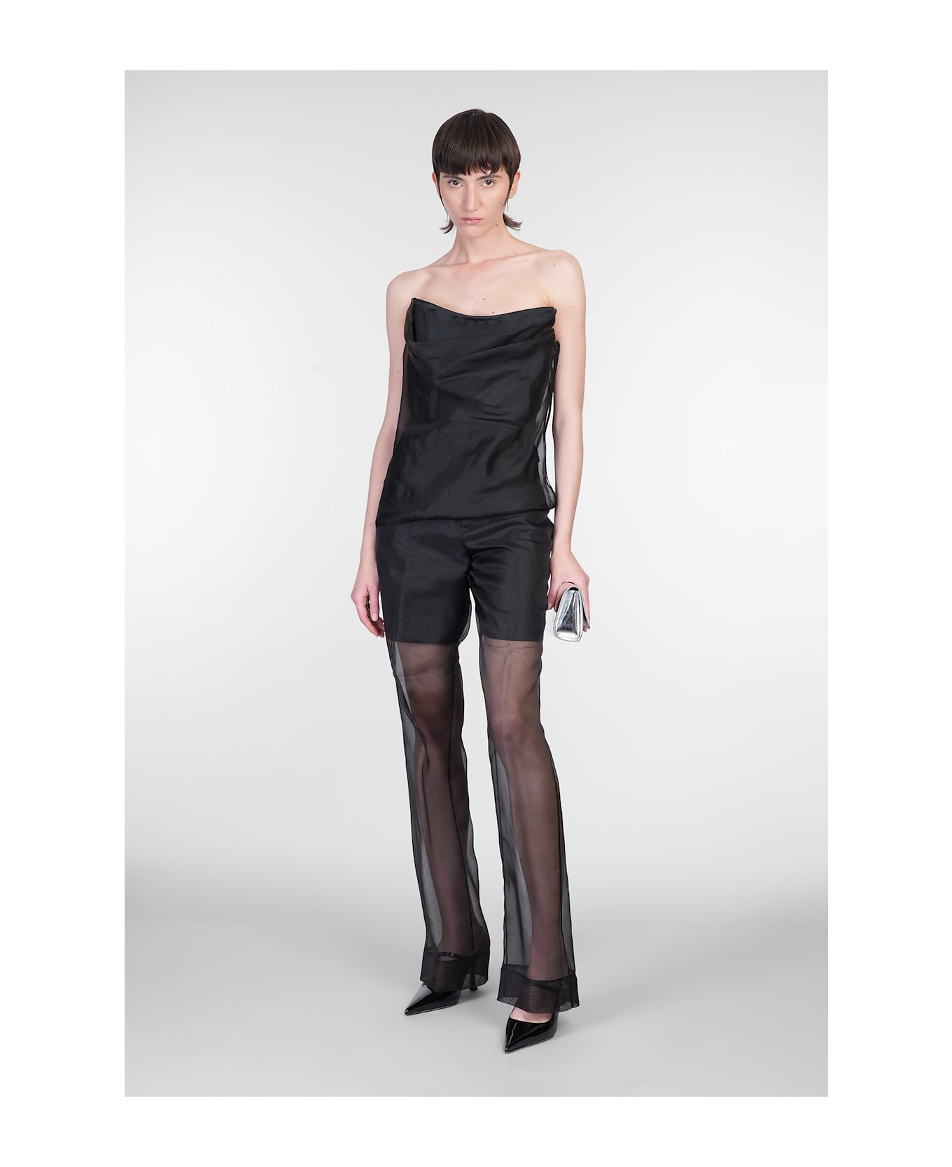 Del Core Topwear In Black Silk - black
