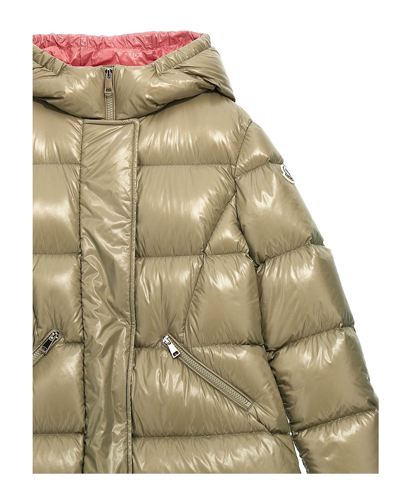 Moncler 'bellevue' Long Down Jacket - Beige