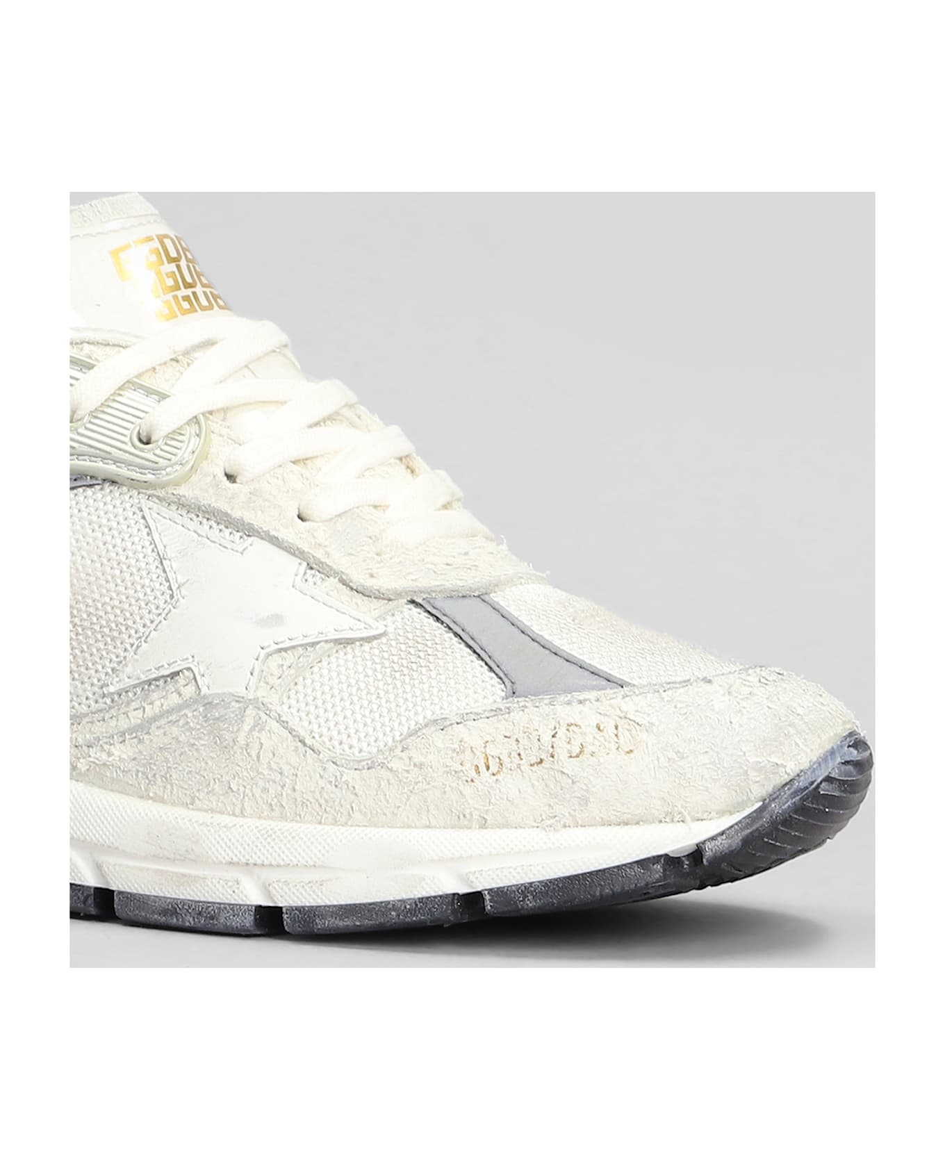 Golden Goose Running Sneakers In White Suede And Fabric - white