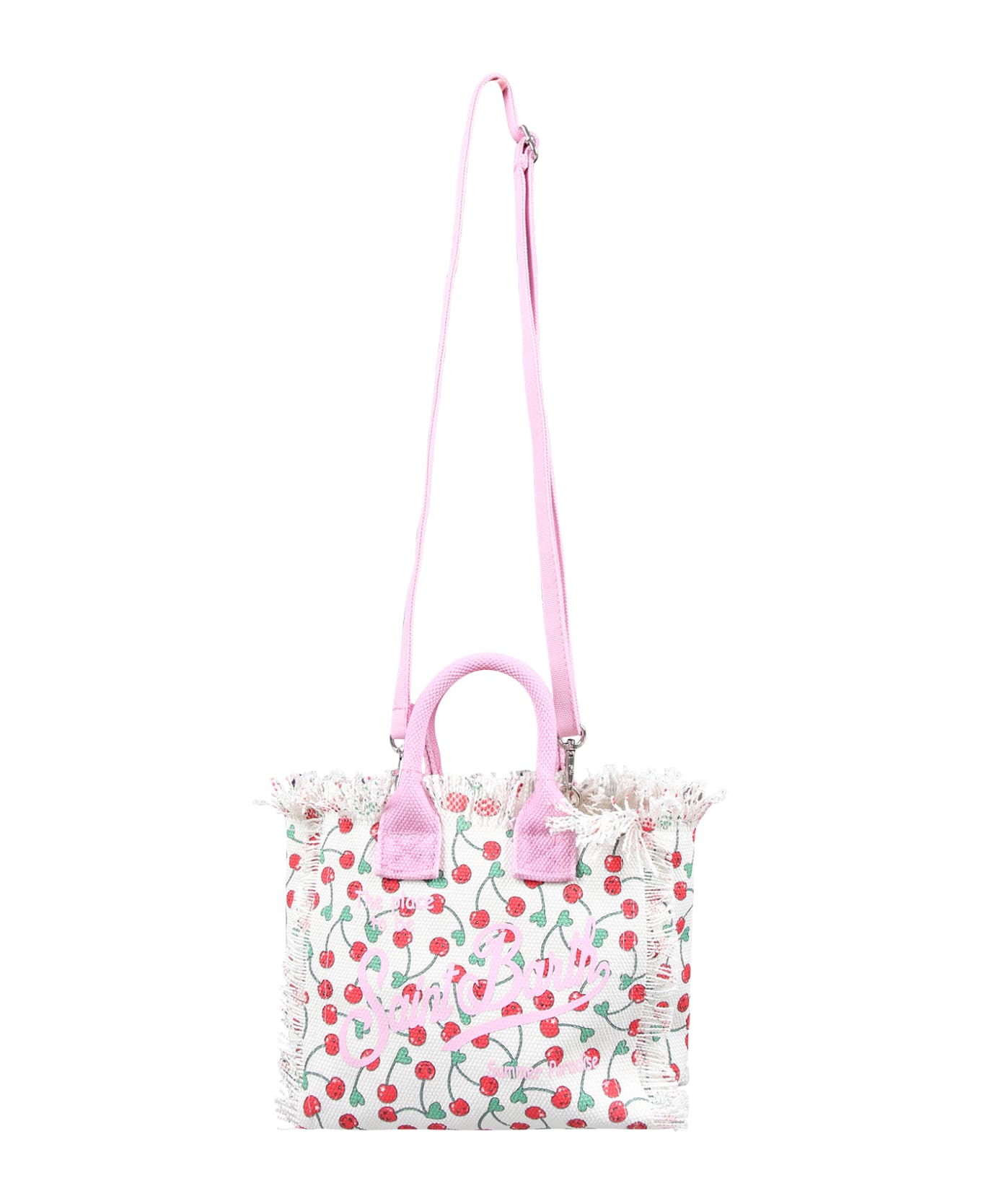 MC2 Saint Barth White Bag For Girl With Cherry Print And Logo - White アクセサリー＆ギフト
