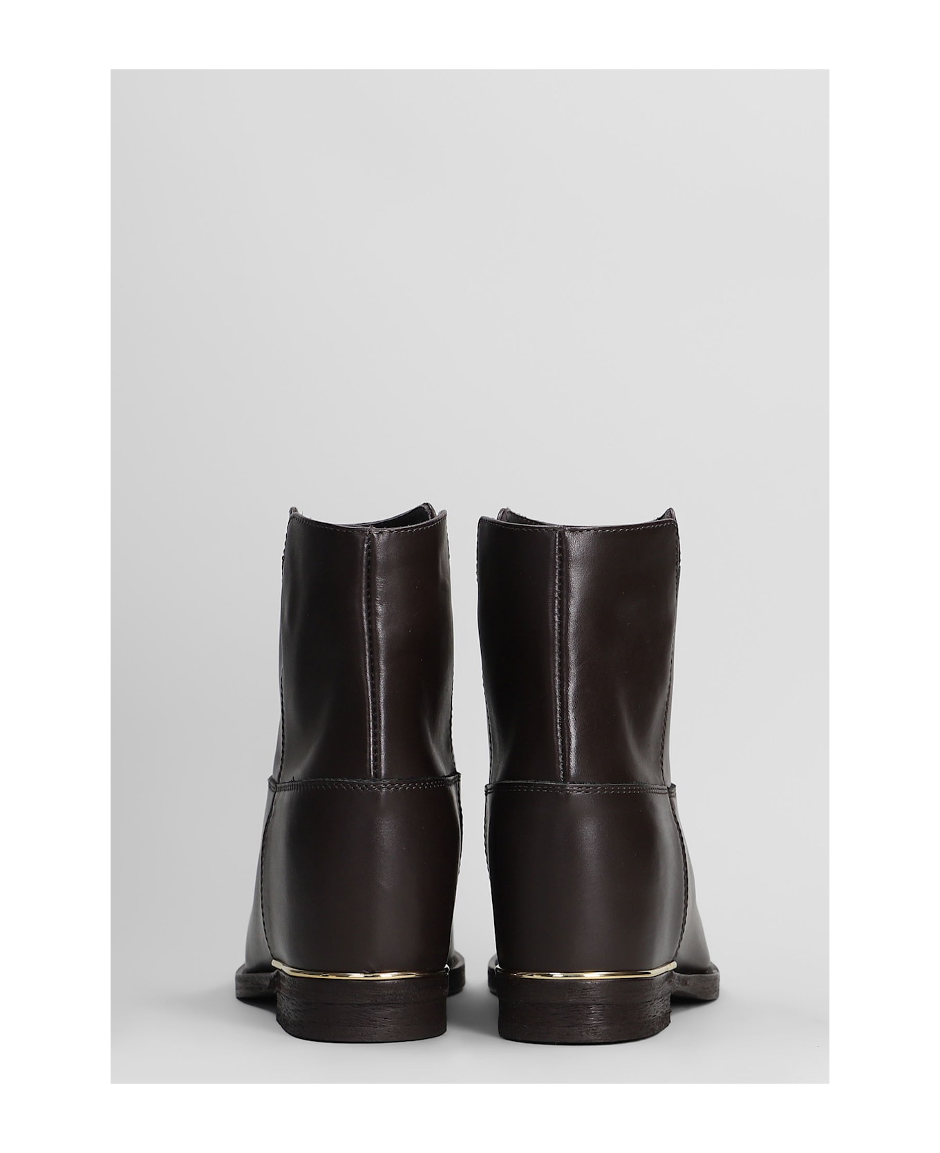 Via Roma 15 Ankle Boots Inside Wedge In Dark Brown Leather - dark brown