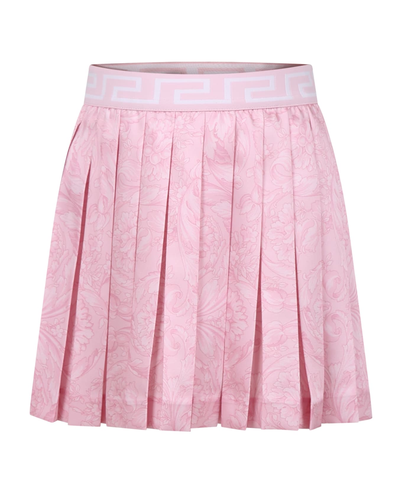 Versace Pink Skirt For Girl With Baroque Print - Pink