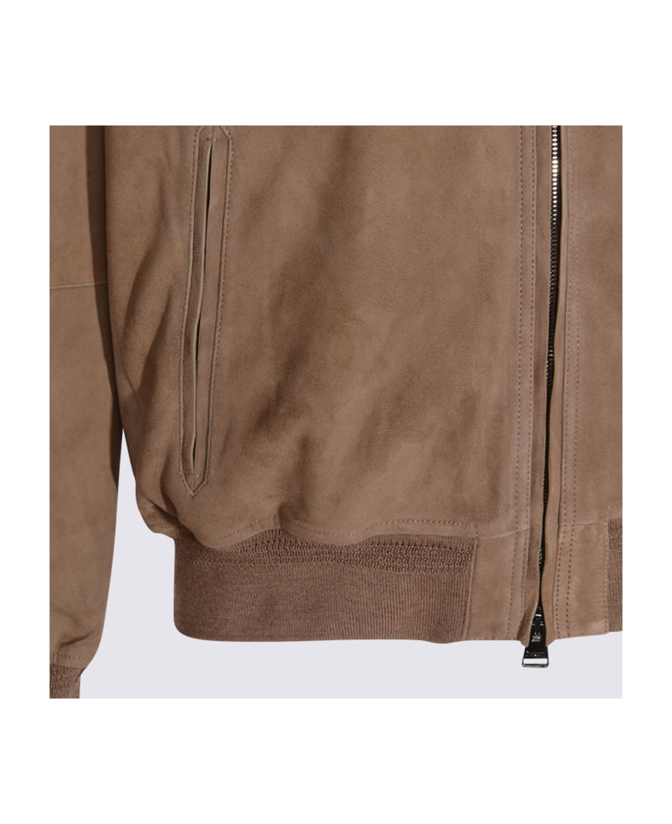 Canali Light Brown Leather Jacket