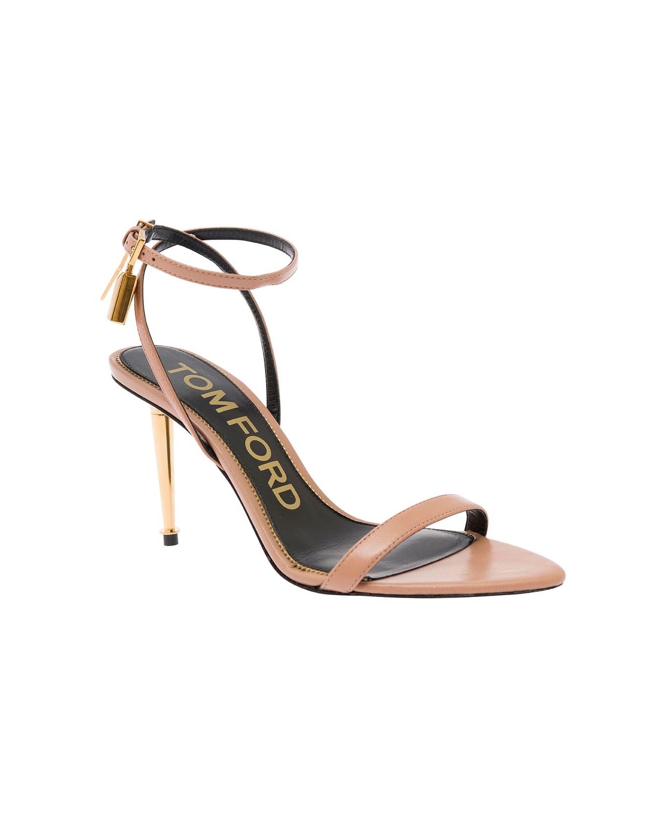 Tom Ford Pink Leather Sandals With Padlock Detail Tom Ford Woman - Metallic