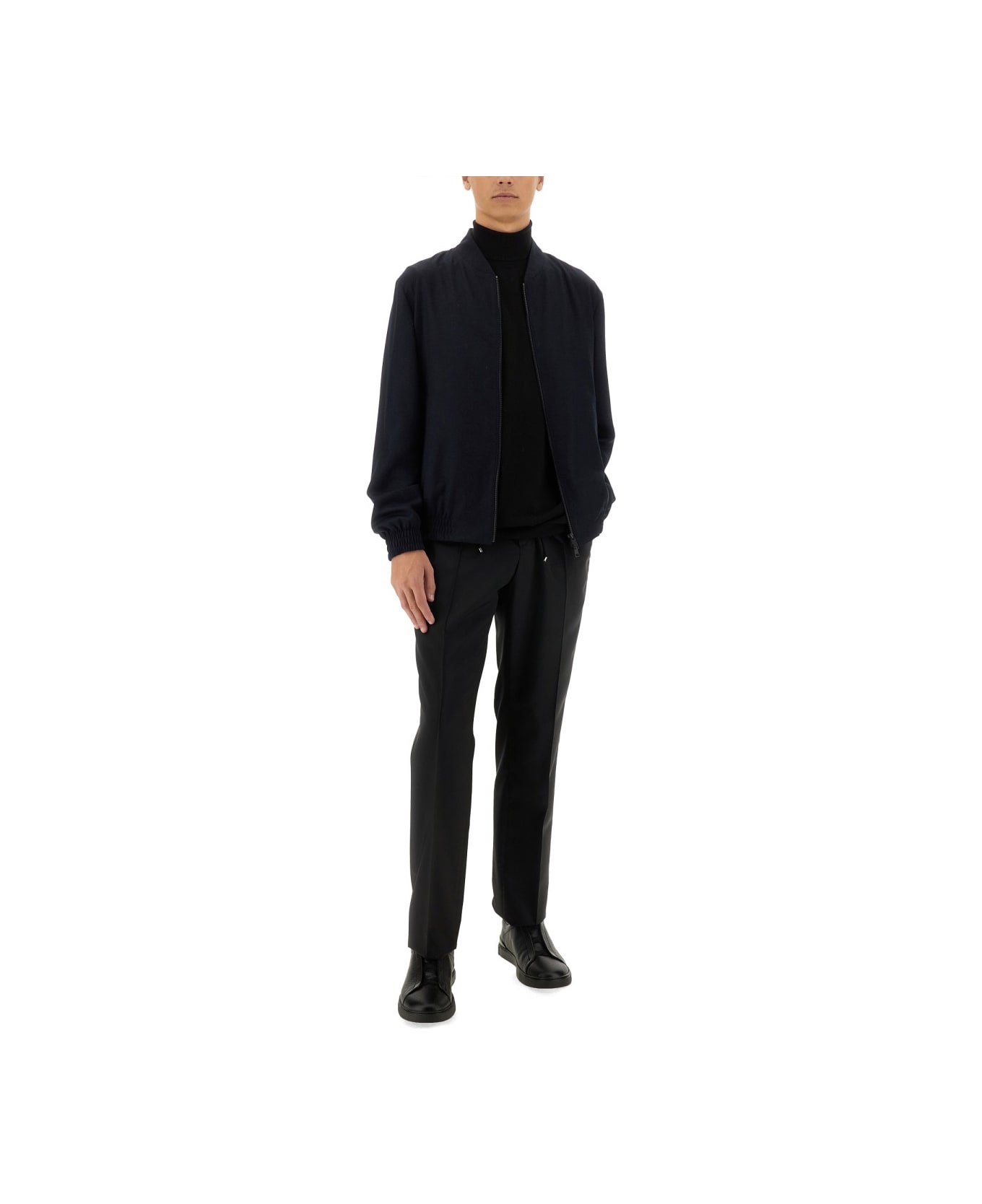 Zegna Wool Bomber. - BLACK