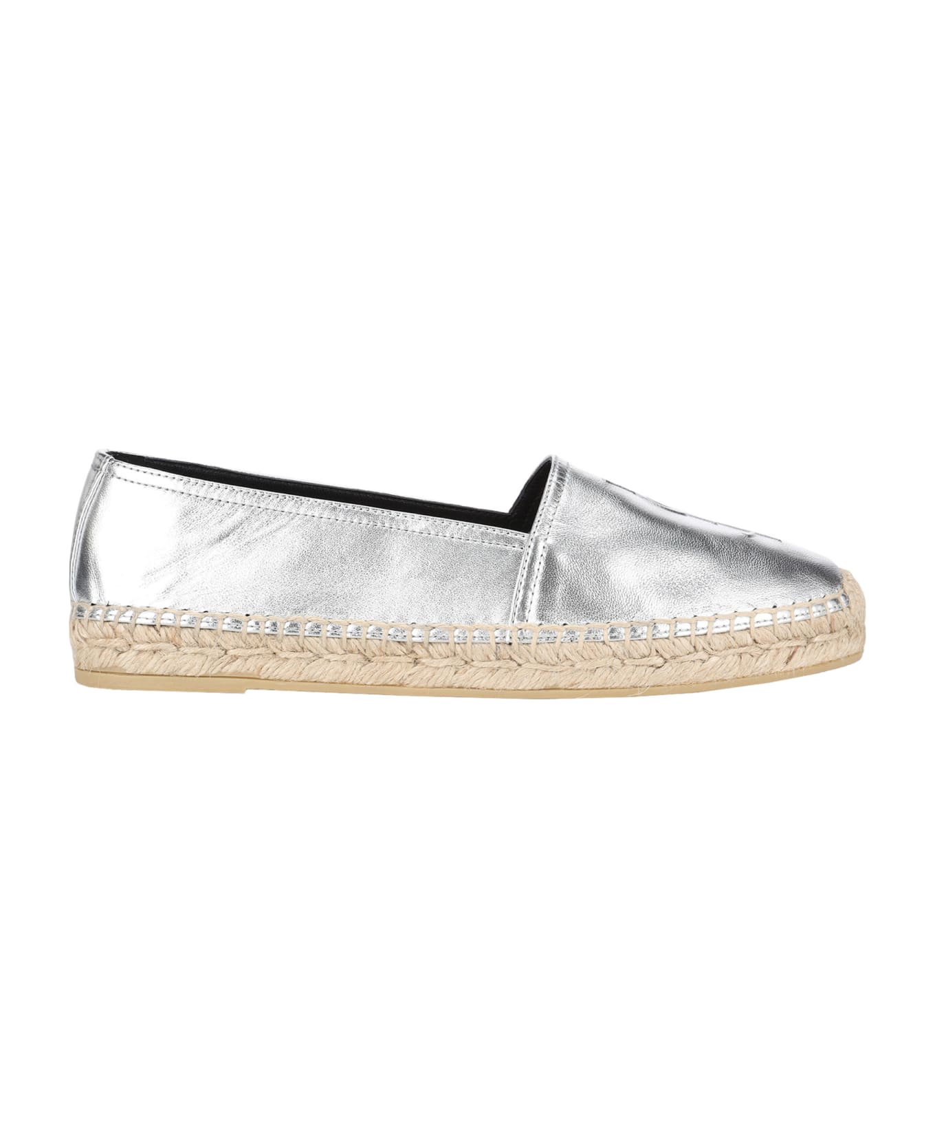Saint Laurent Logo Espadrilles - Silver