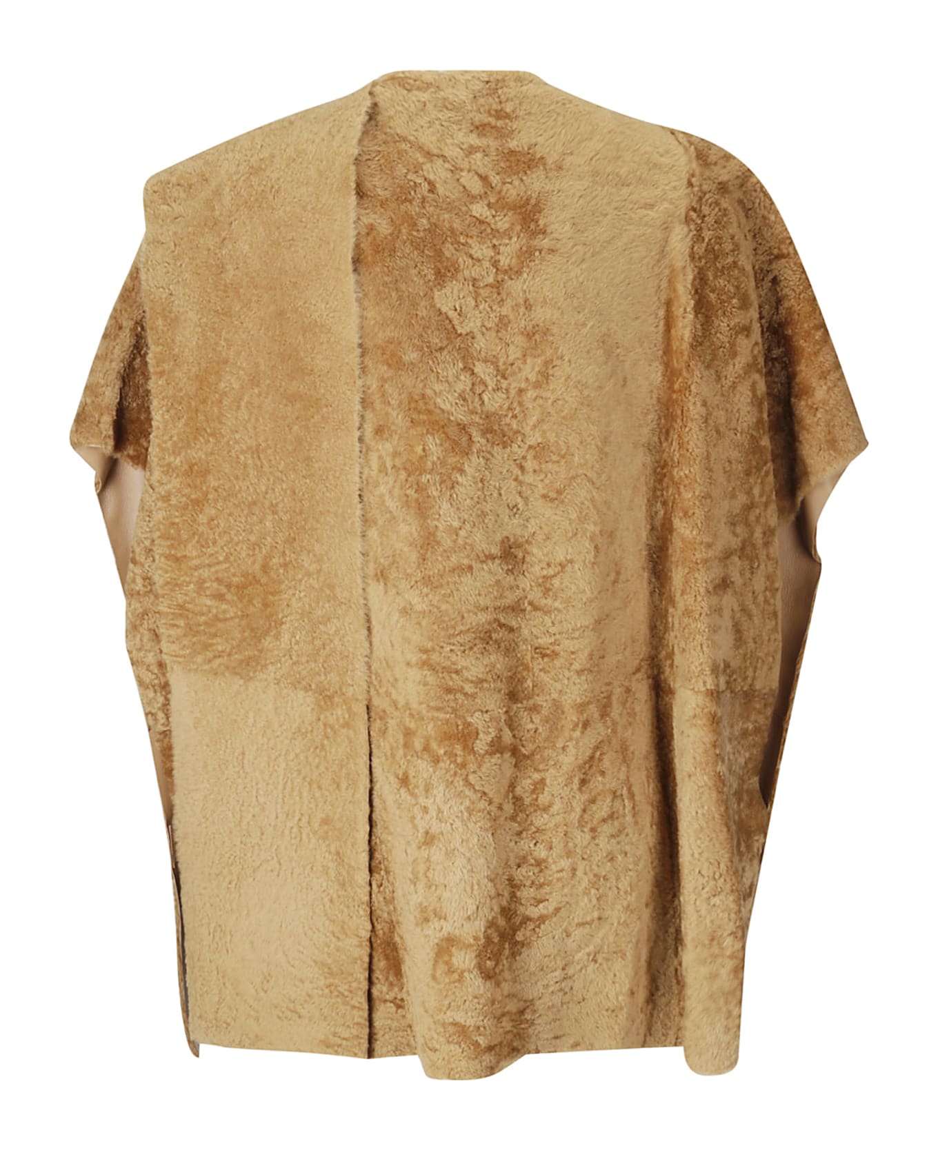 Desa 1972 Shearling Cape - CARAMEL