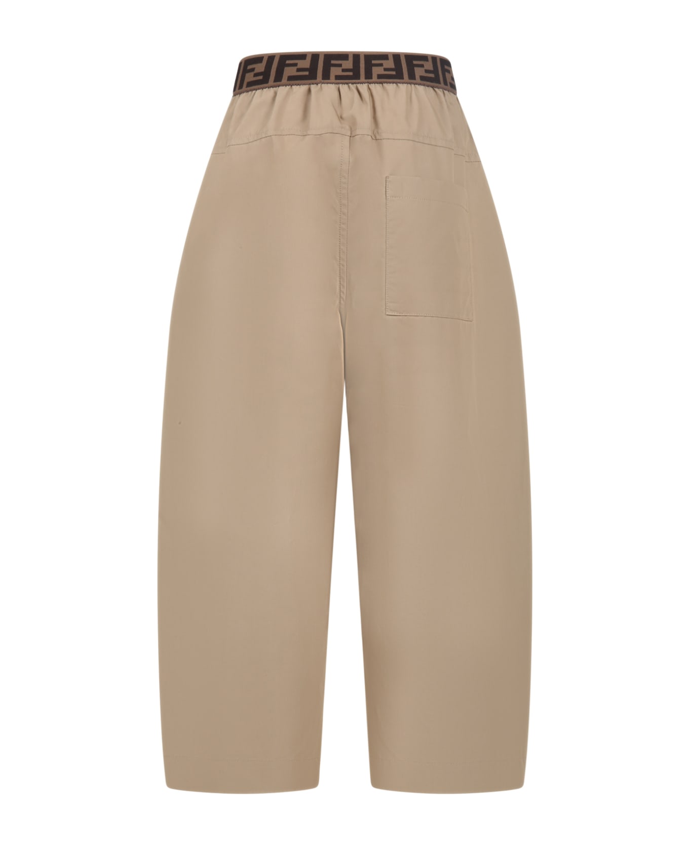 Fendi Beige Culottes For Girl With Ff - Brown ボトムス