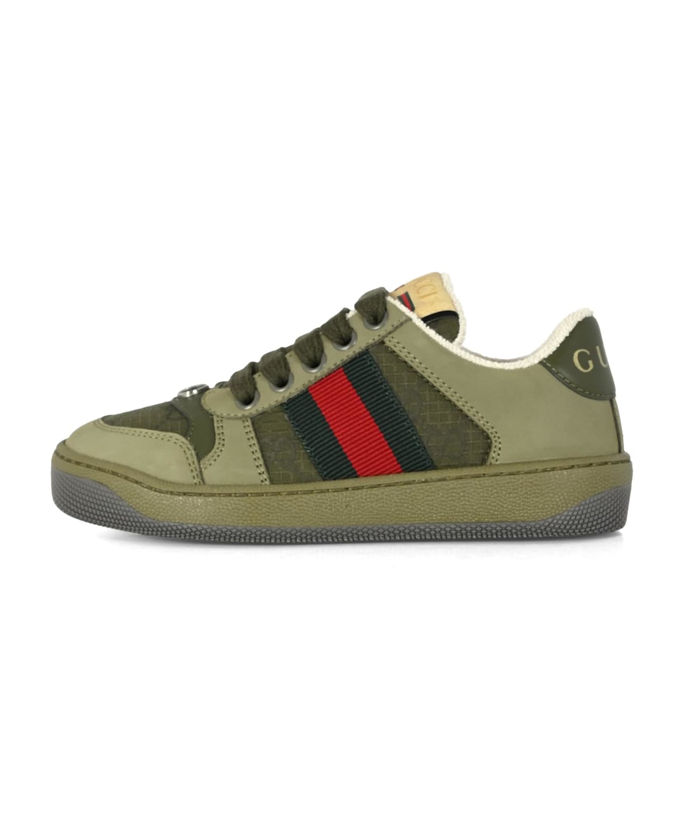 Gucci Green Screener Sneakers For Kids With Web Detail - Green シューズ