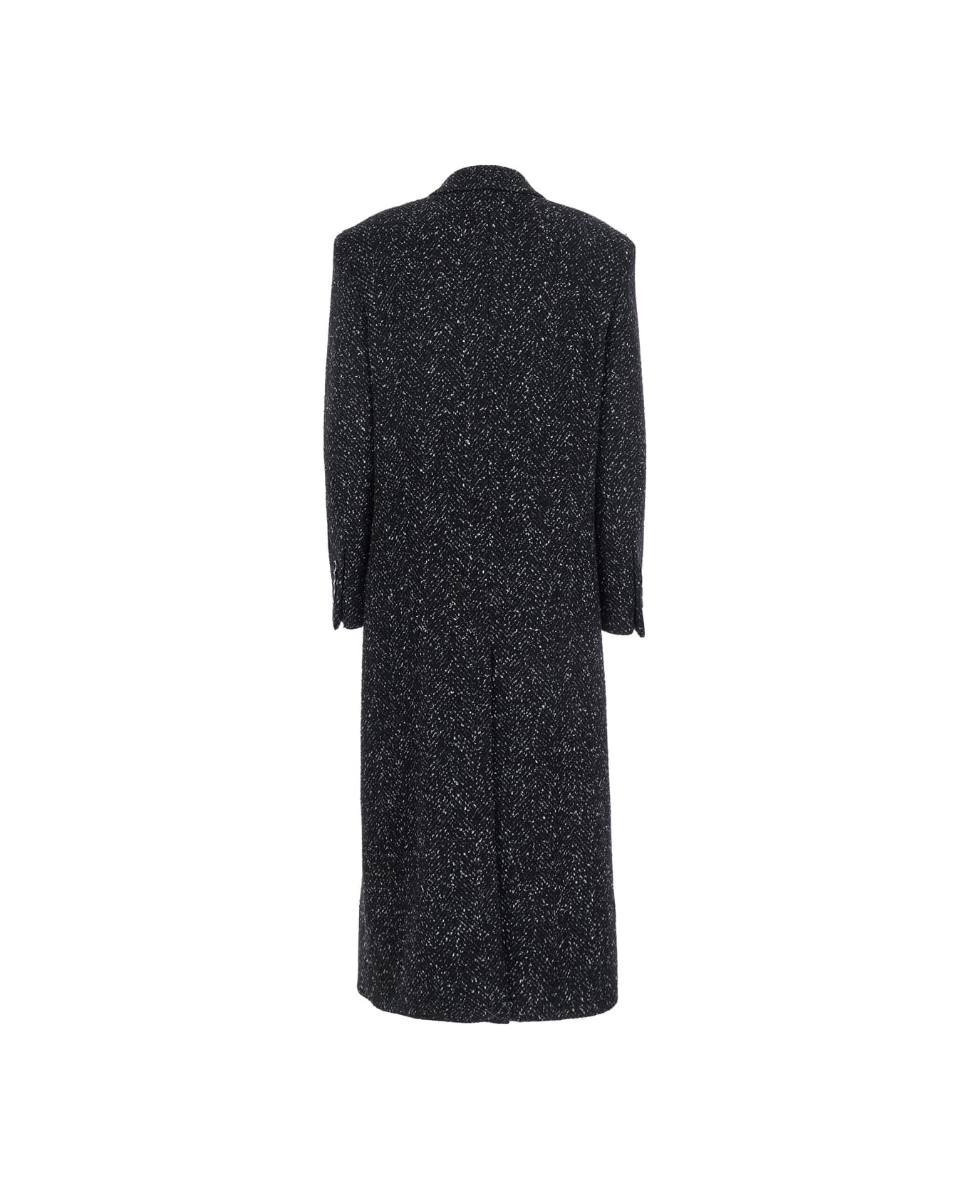 Dolce 
Gabbana Black Double-breasted Coat With Peak Revers In Wool Blend Woman - Black