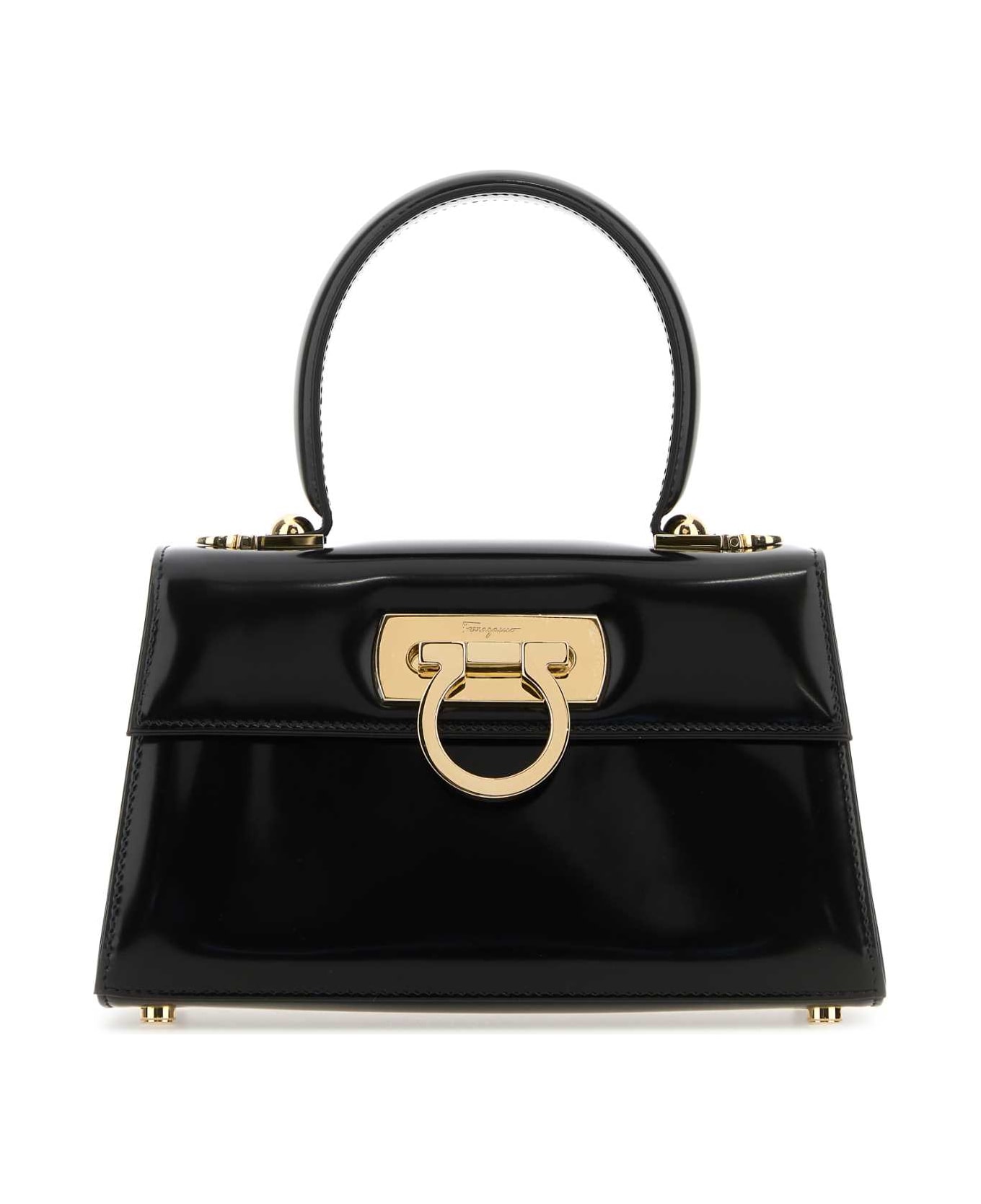Ferragamo Black Leather Mini Iconic Handbag - NERONERONERO