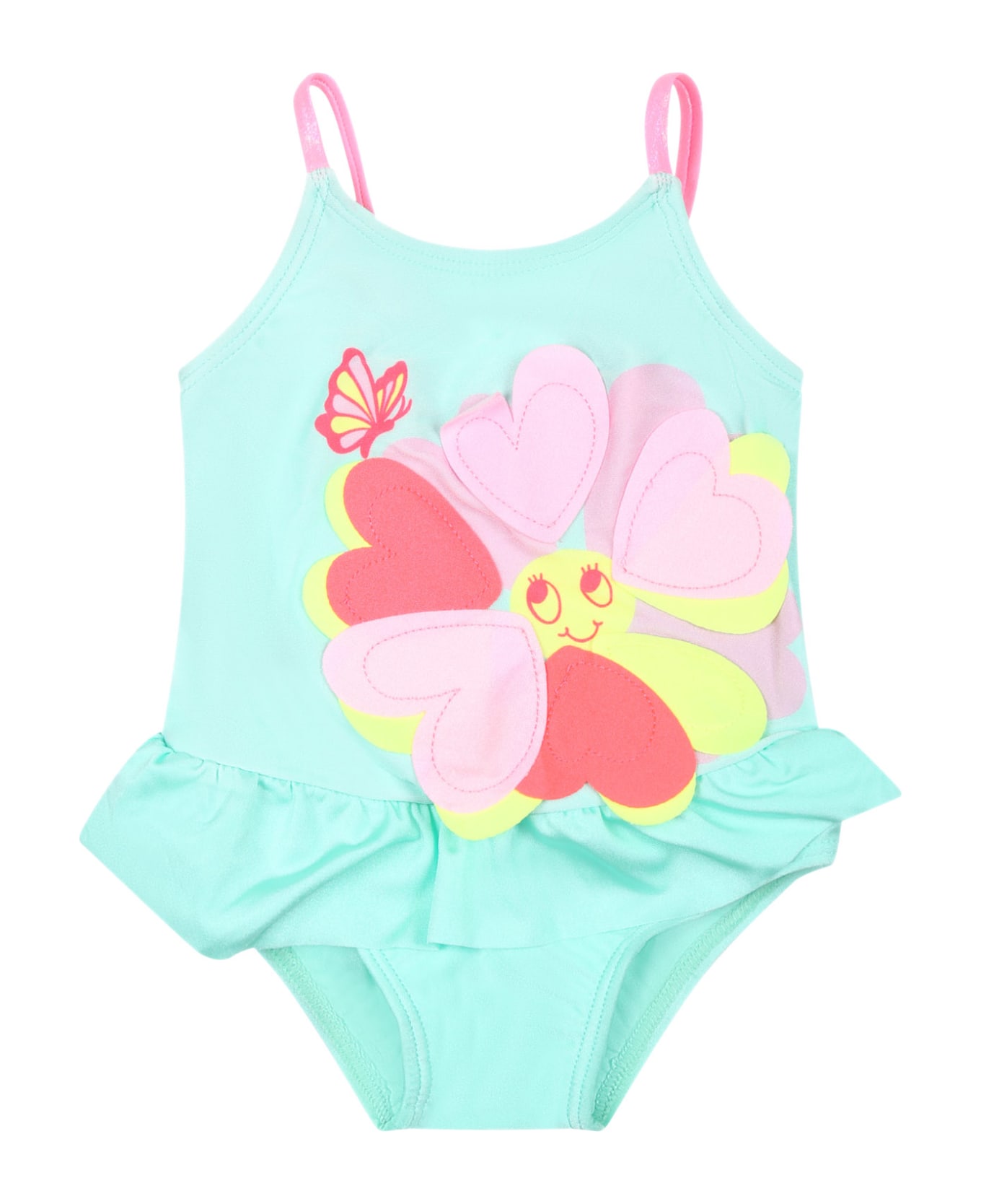 Billieblush Green Wimsuit For Baby Girl With Hearts - Green