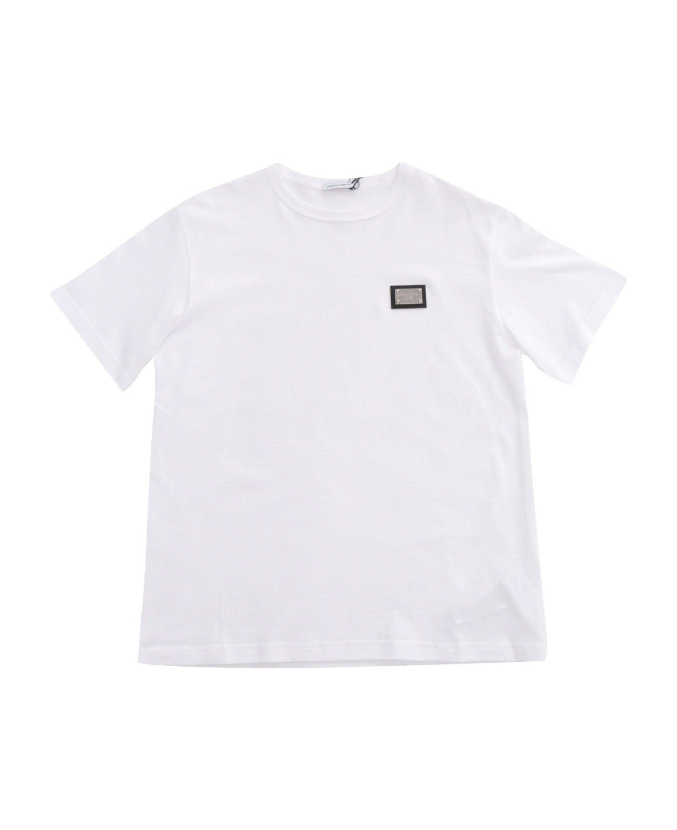 Dolce & Gabbana Logo Patch Crewneck T-shirt - Bianco Ottico