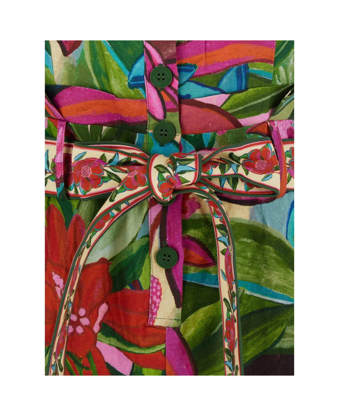 Farm Rio 
jardin De Reve
 Multicolor Jumpsuit With Waist Waist Belt And All-over Floral Print In Linen Blend Woman - Multicolor