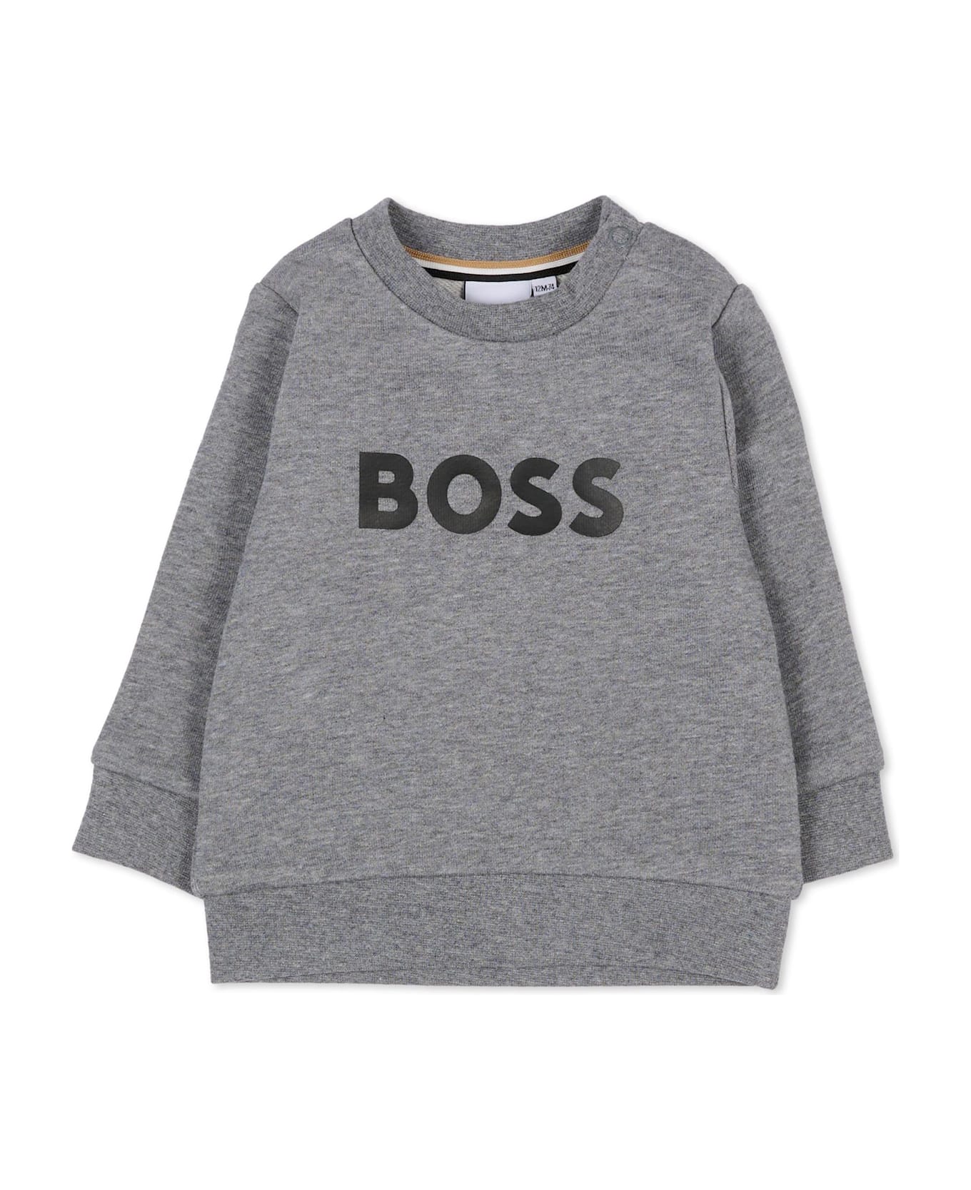 Hugo Boss Grey Sweatshirt For Baby Boy With Logo - Grey
