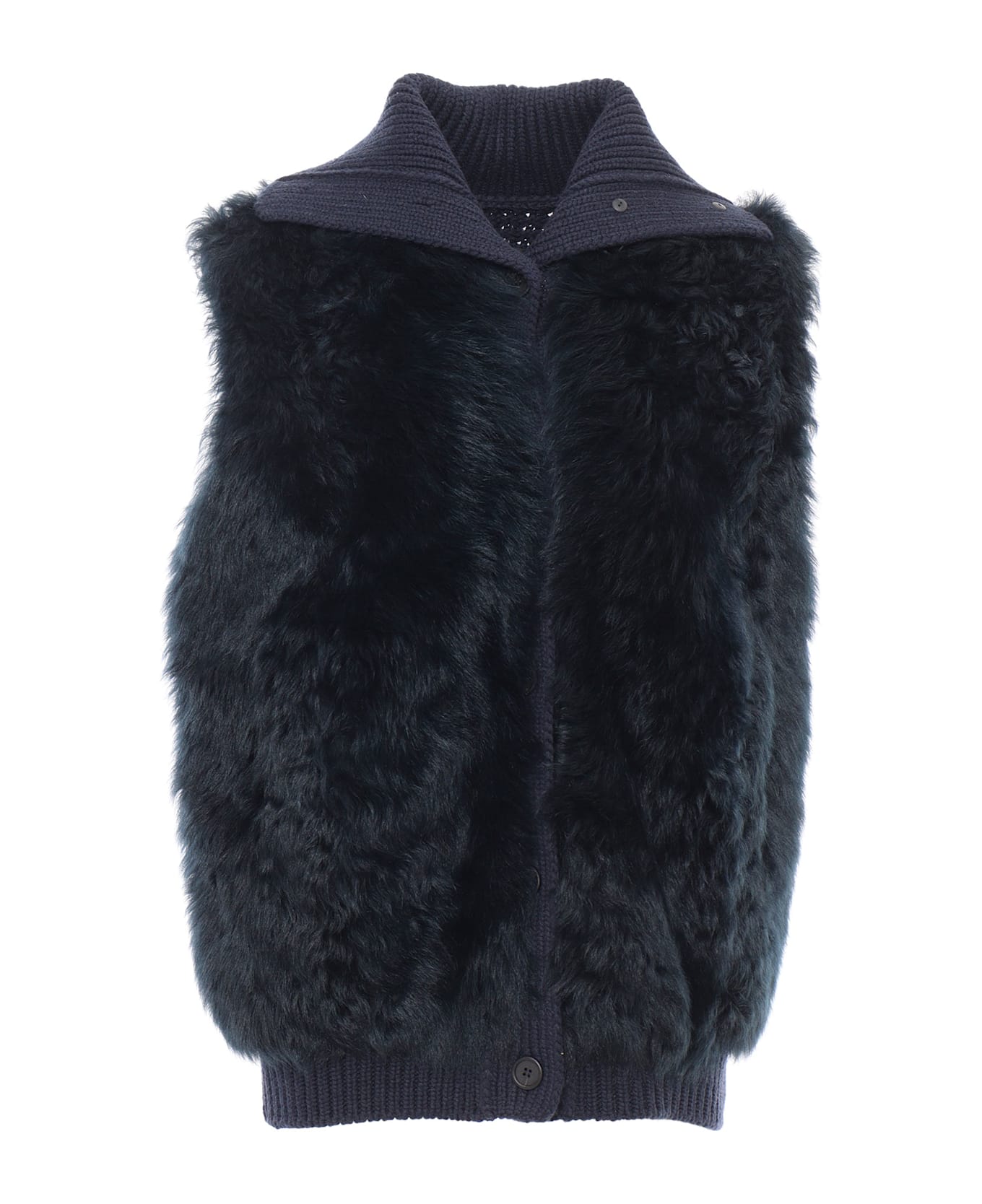 Fabiana Filippi Shearling Vest With Knit Detail - BLUE