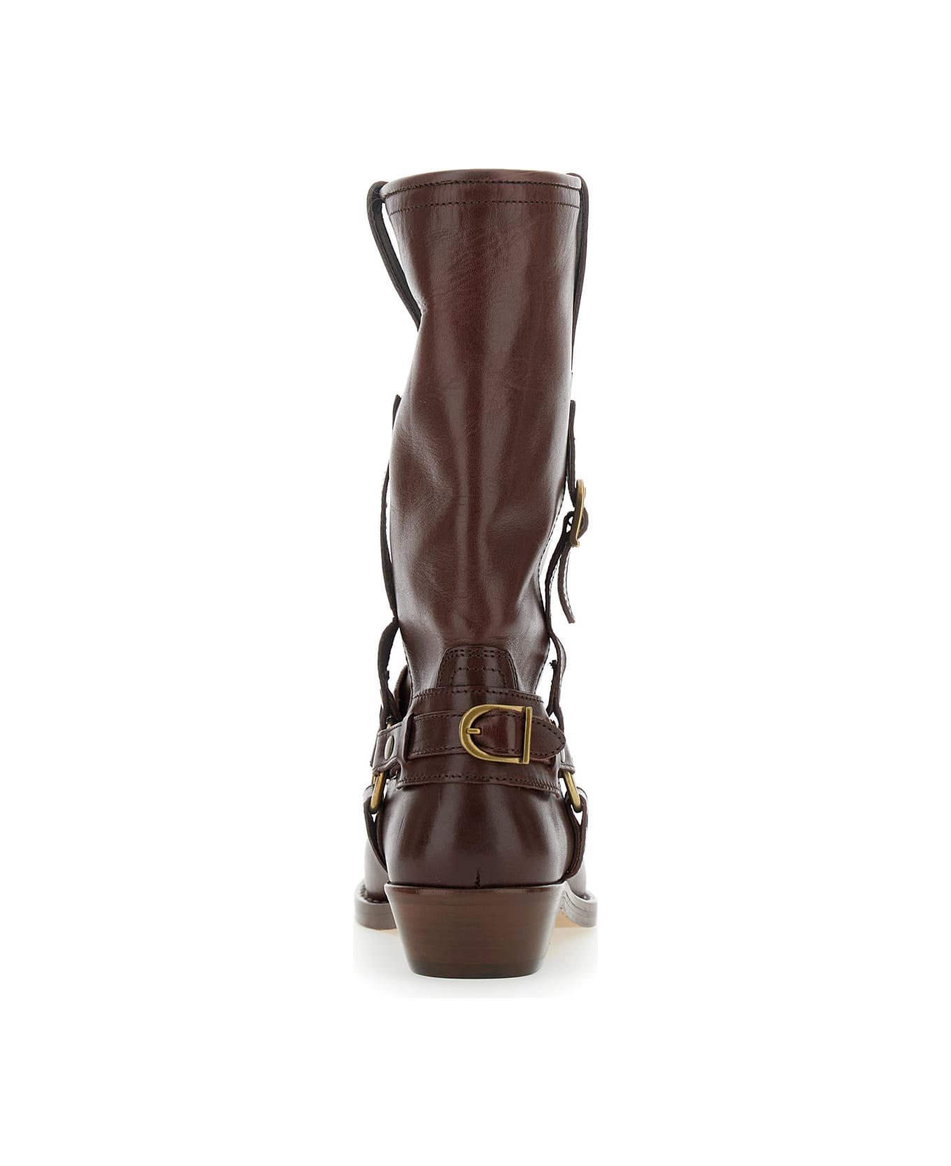 Isabel Marant 
heiko
 Brown Ankle Boots With Buckle And Stud Embellishments In Leather Woman - Brown