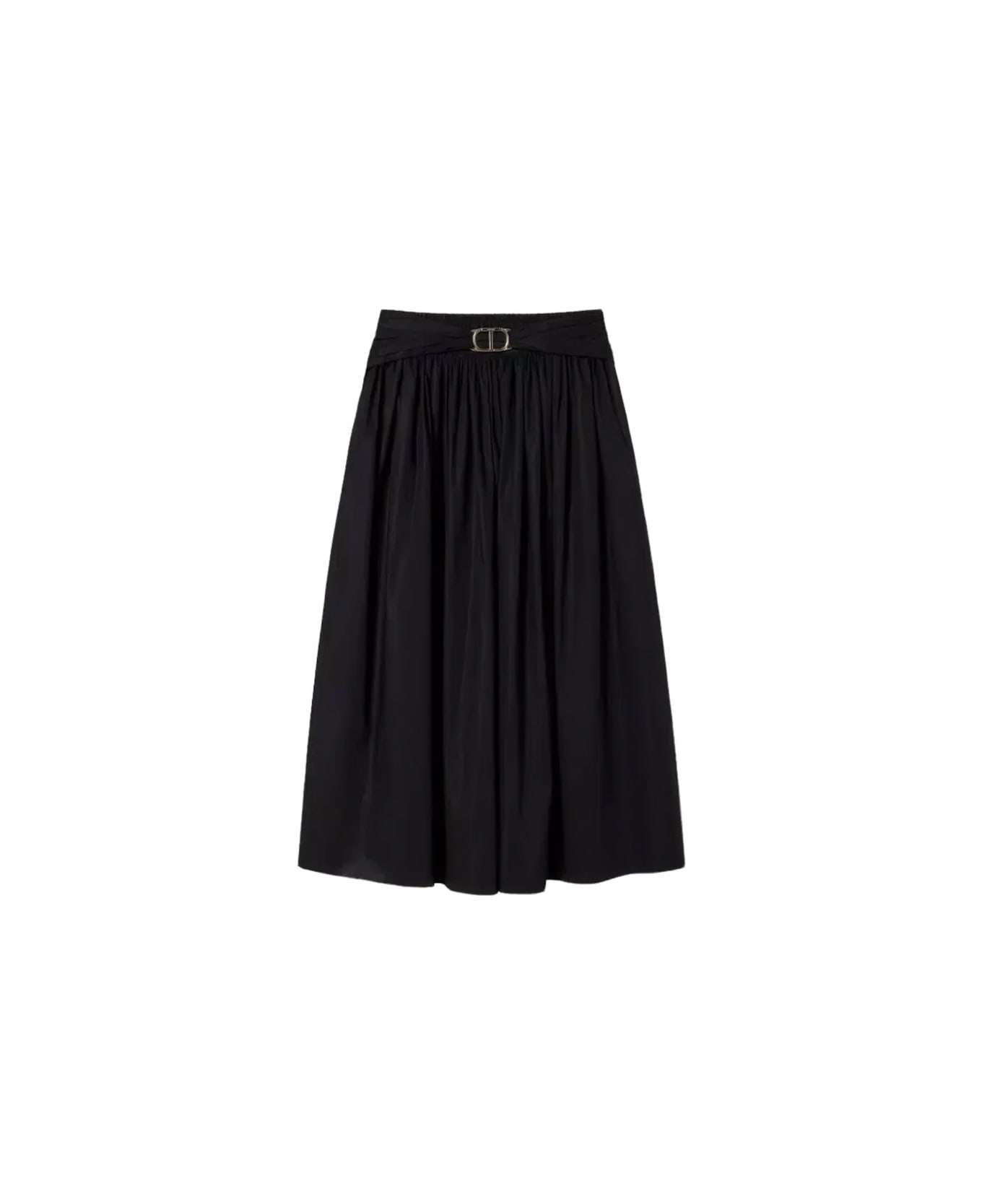 TwinSet Poplin Midi Skirt - Nero スカート