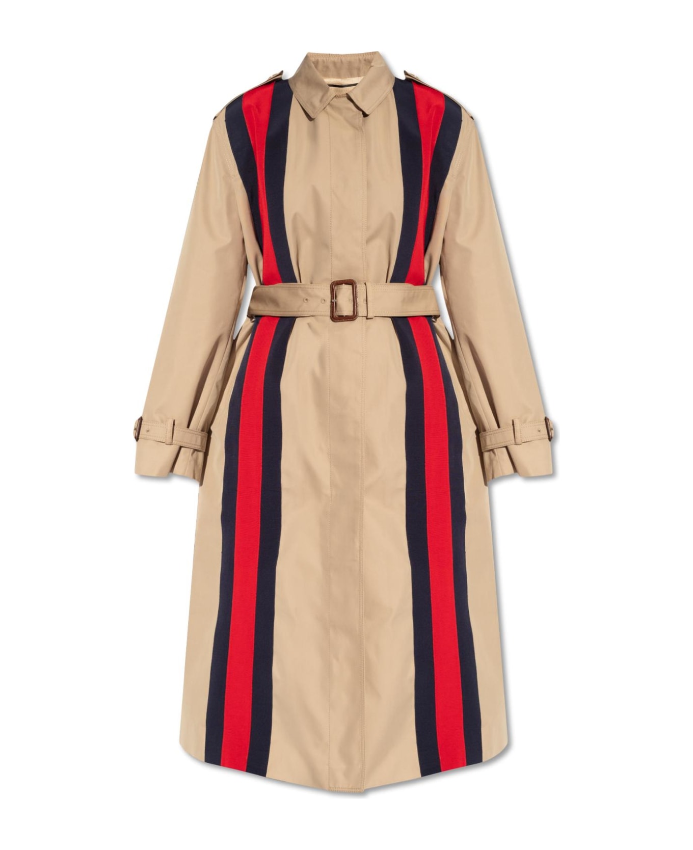 Gucci Coat With Web Stripe - Camel