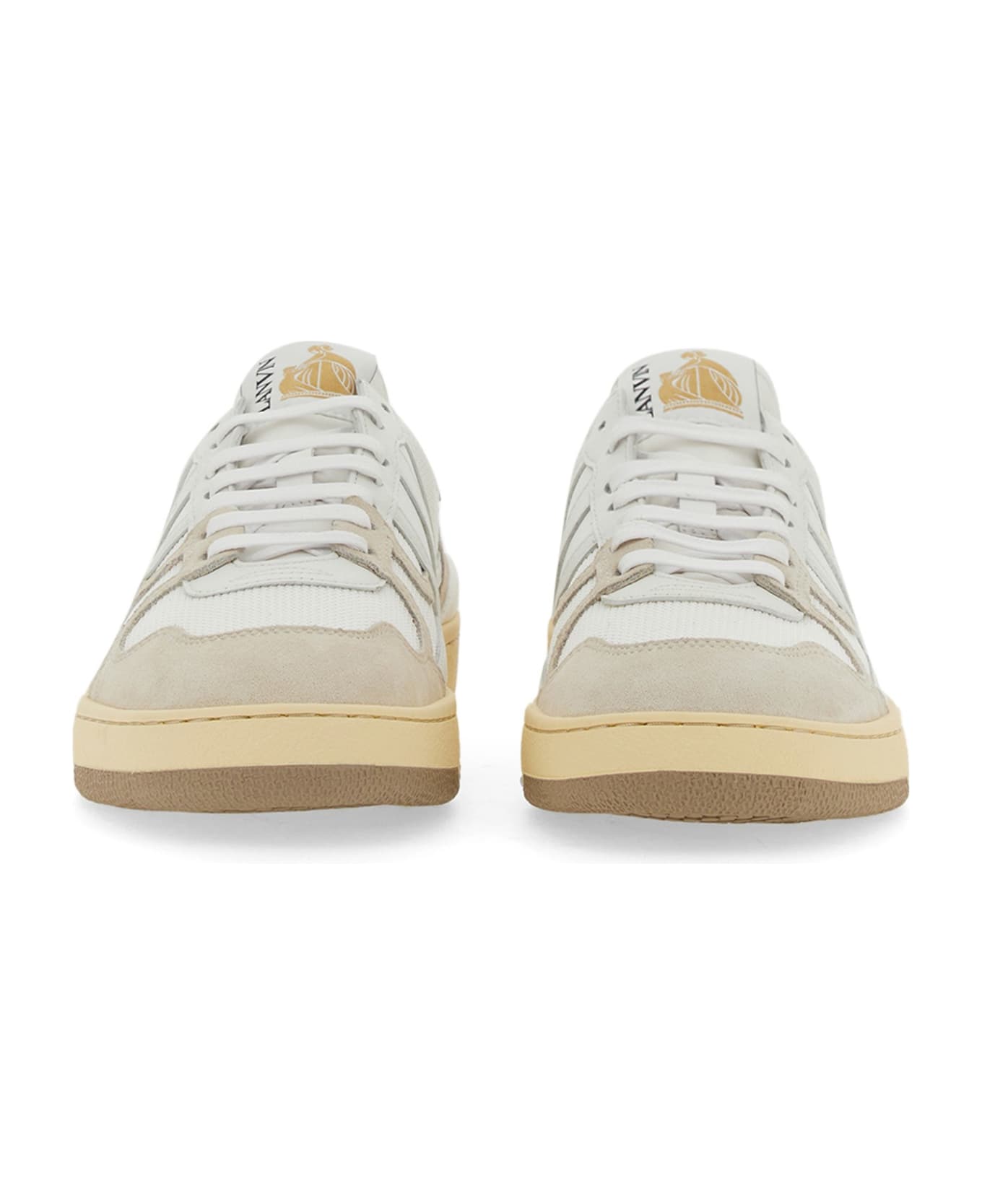 Lanvin Mesh, Suede And Nappa Leather Sneaker - Bianco