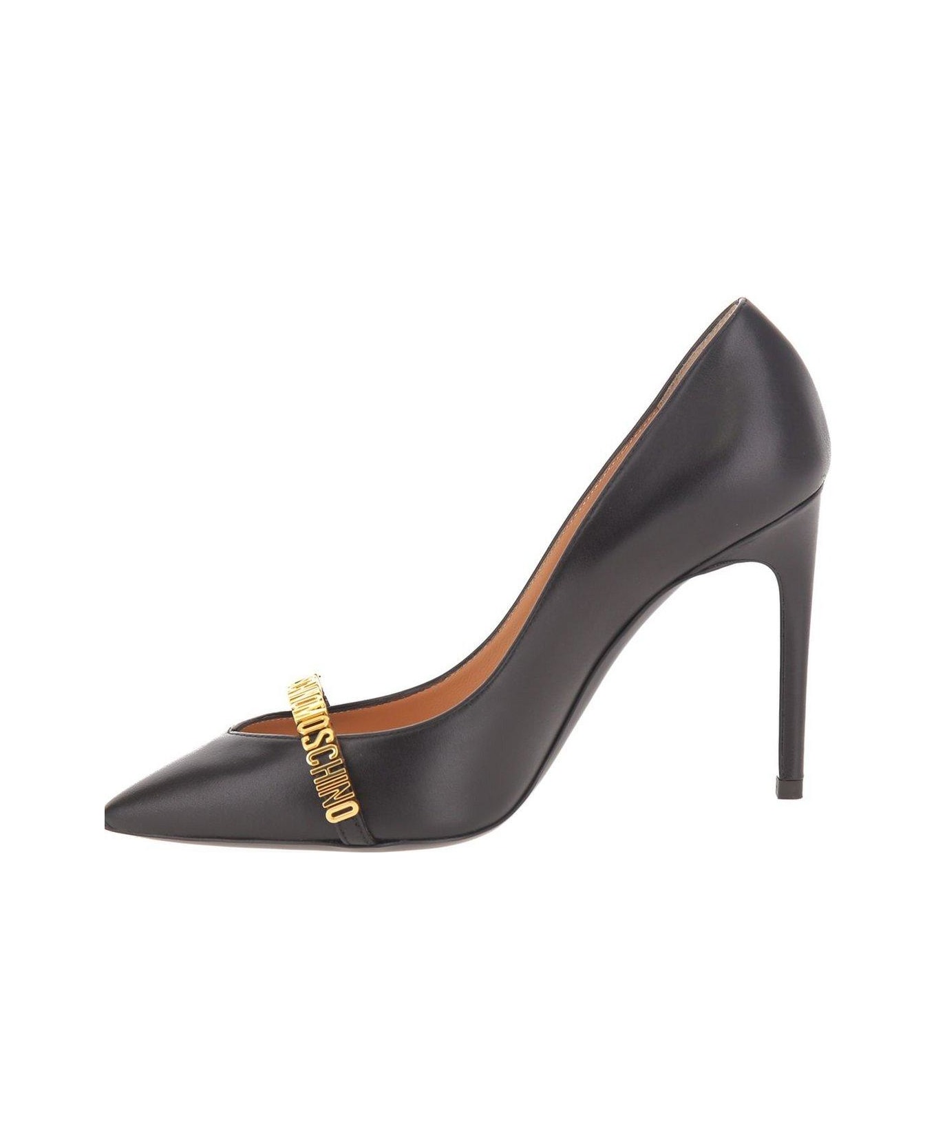 Moschino Logo-lettering Pointed-toe Pumps - Black