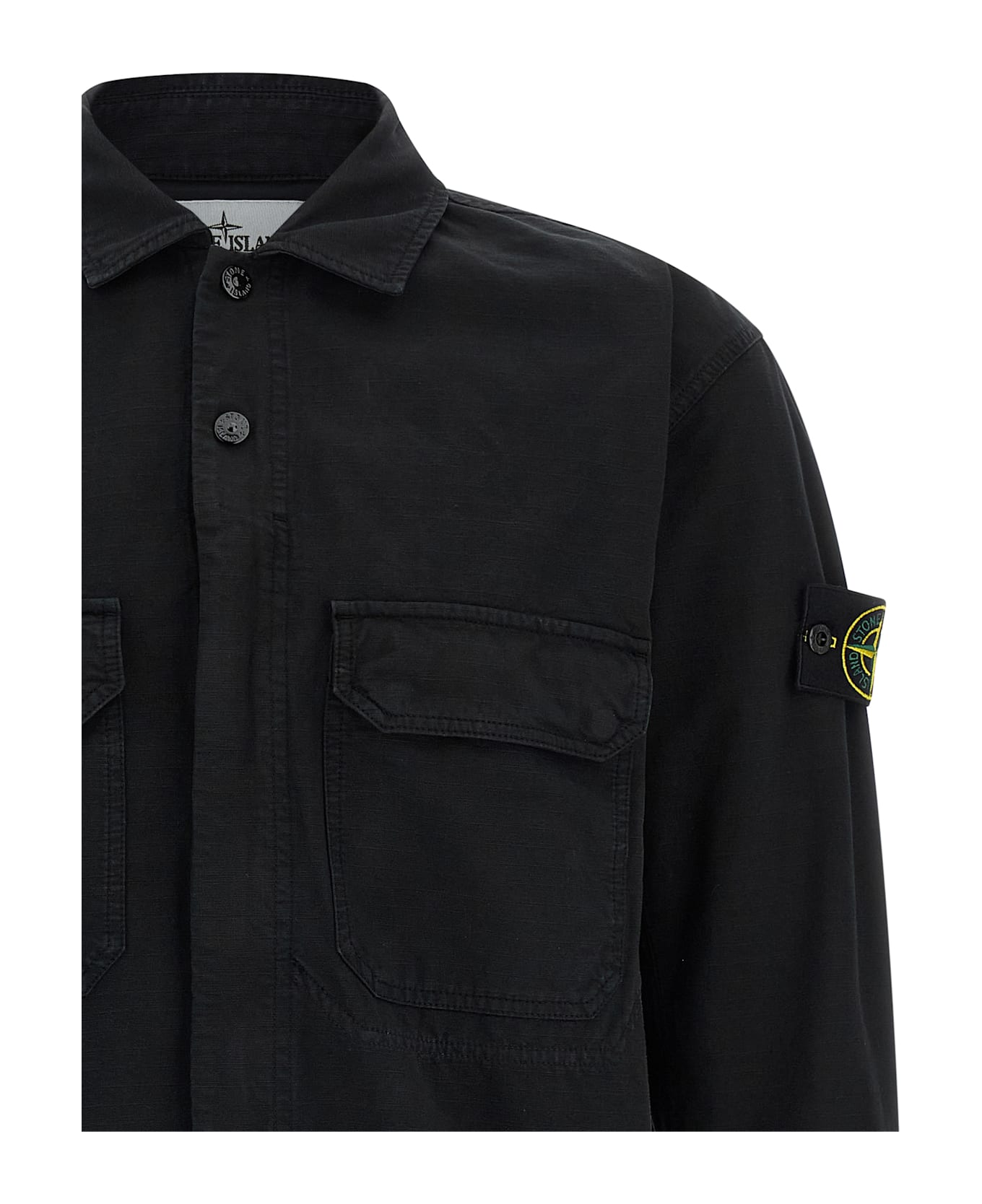 Stone Island Raw Cotton Overshirt - Black  