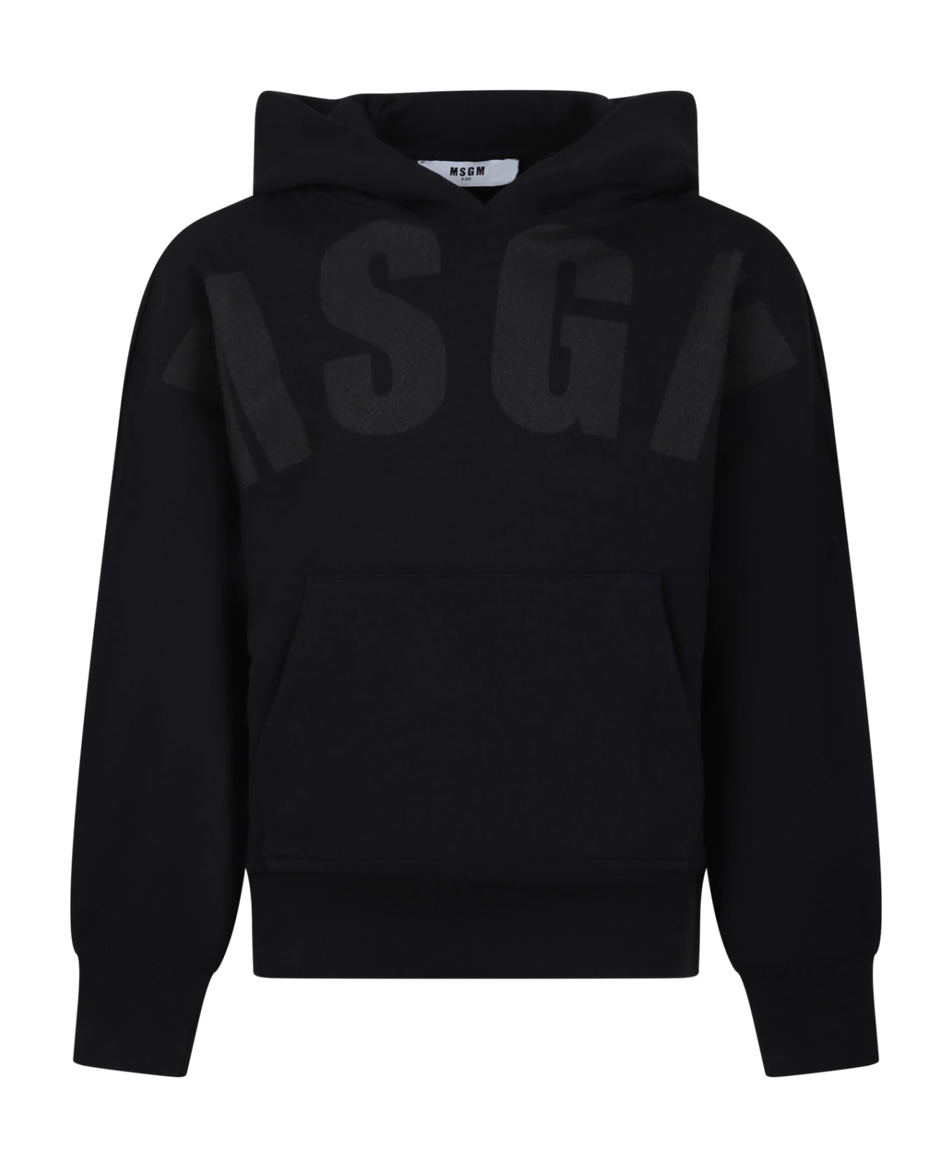 MSGM Black Sweatshirt For Kids With Logo - Black