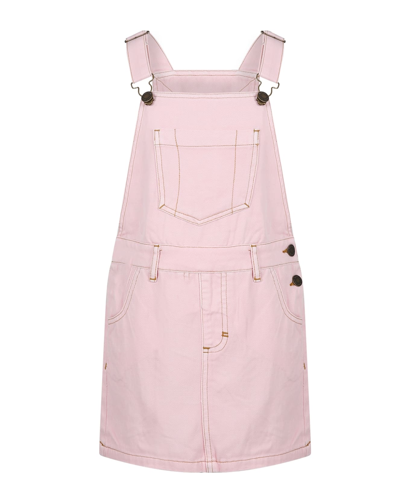 Molo Pink Dungarees For Girl With Logo - Pink