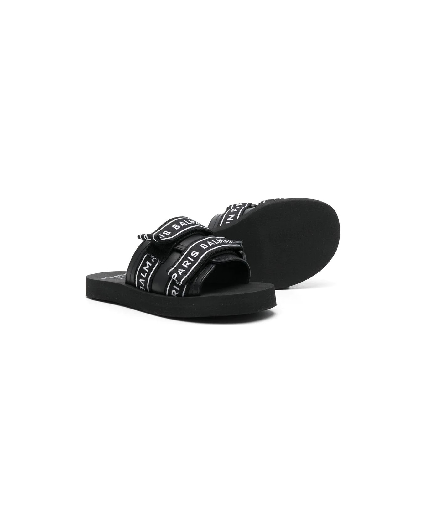 Balmain Slippers With Logo - Black
