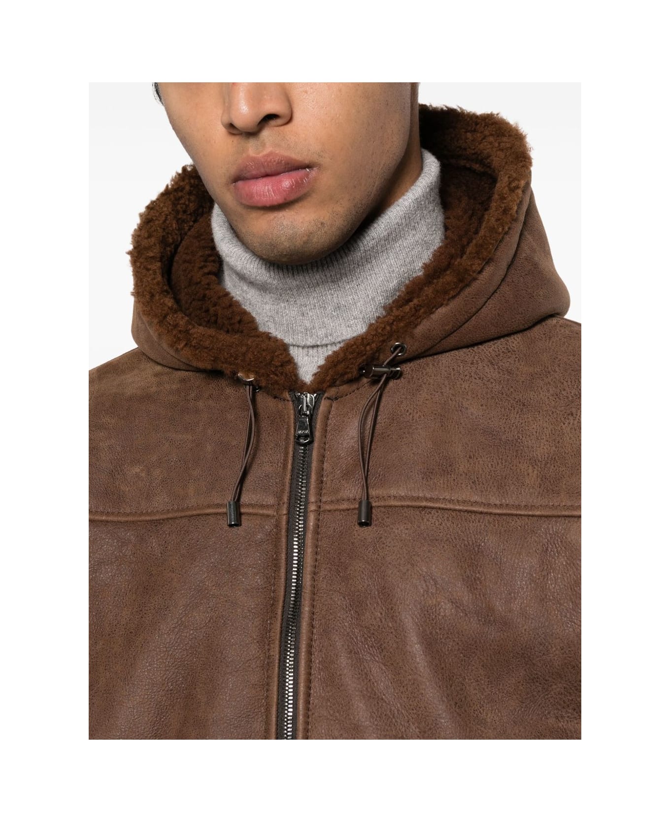 Barba Napoli Barba Hooded Bomber Jacket - Brown