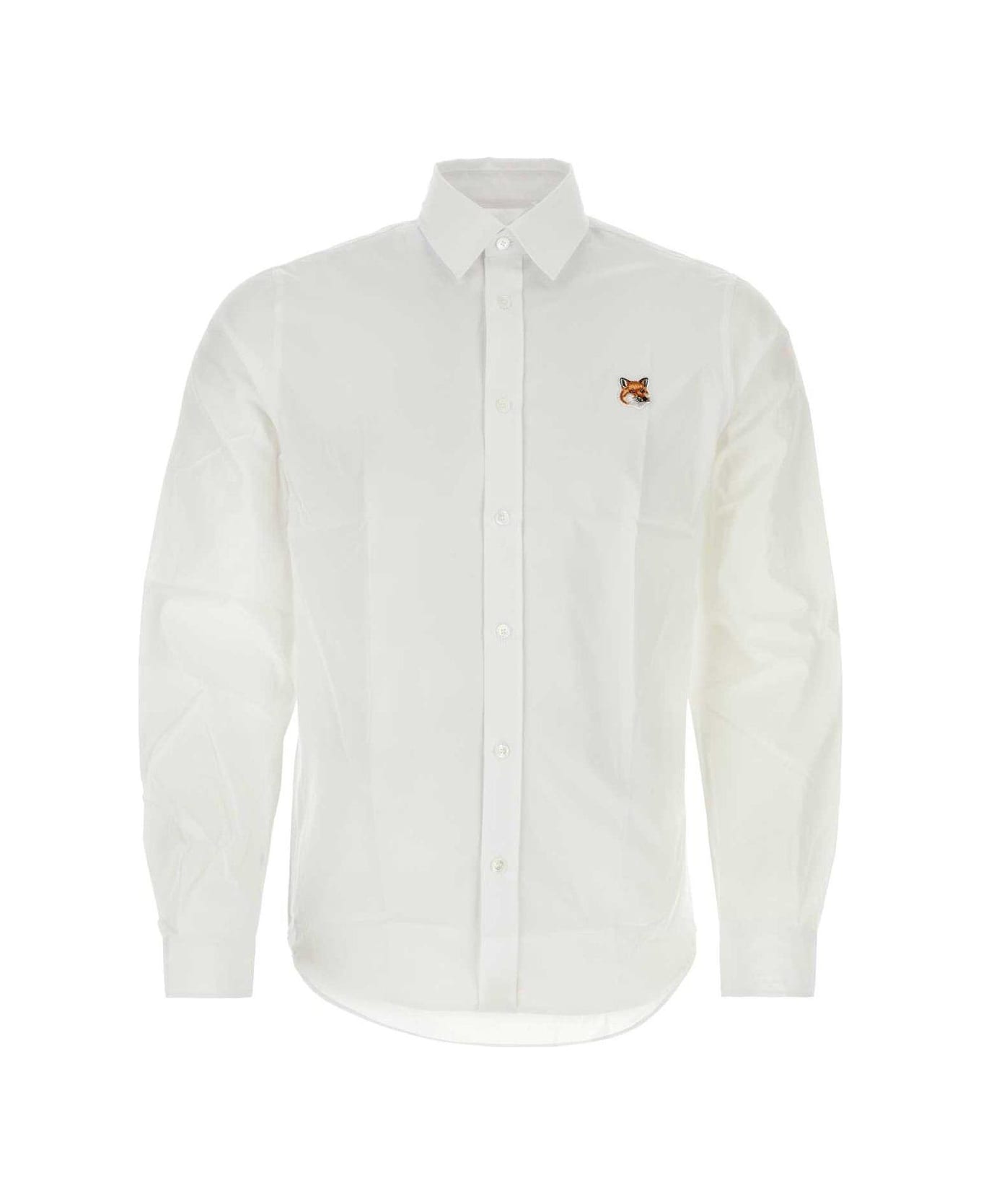 Maison Kitsuné Fox Head Patch Long-sleeved Shirt - White シャツ