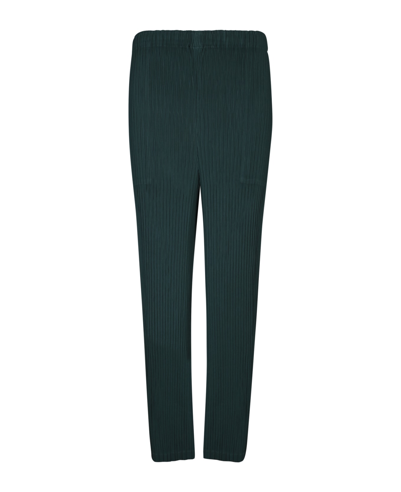 Issey Miyake Pleated Green Straight Trousers - Green