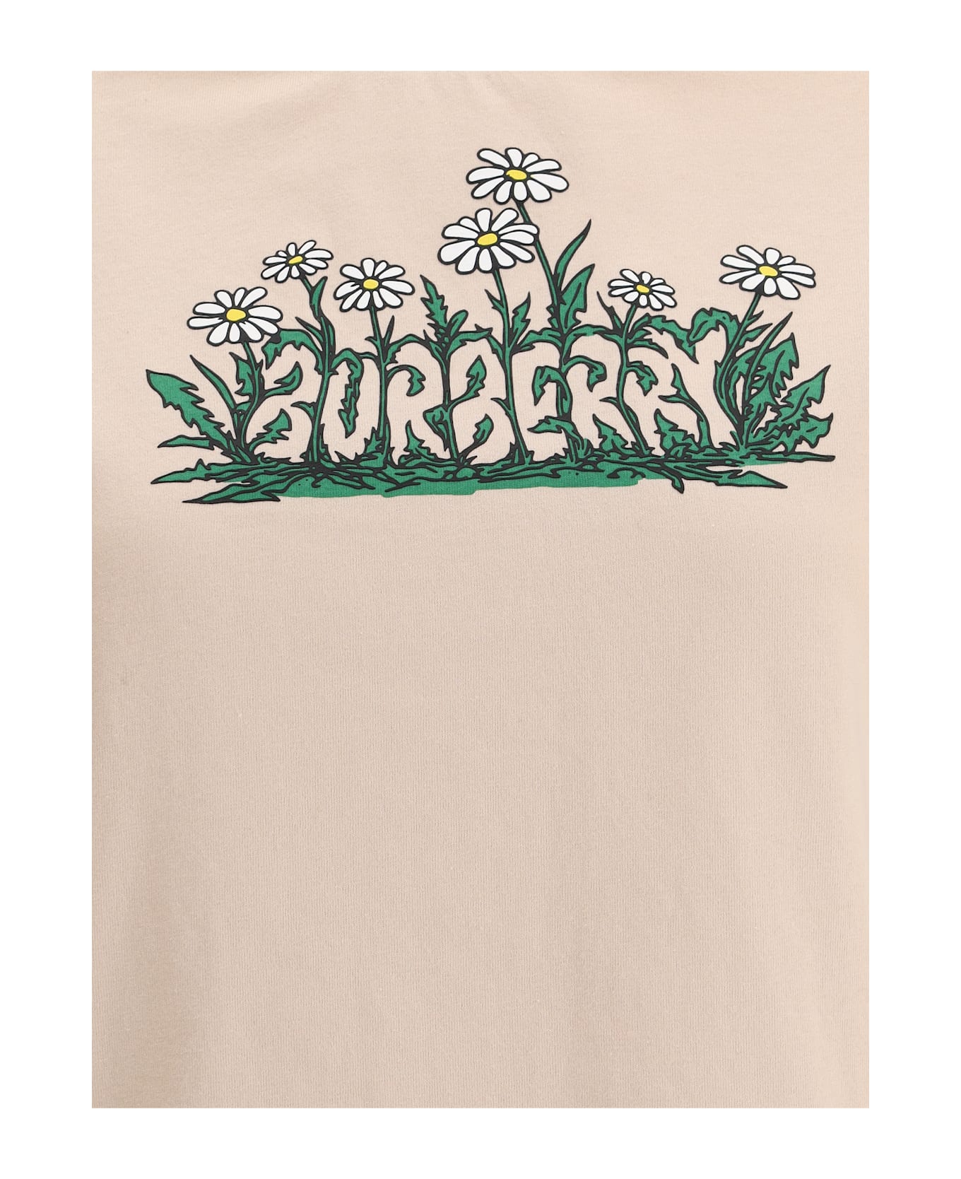 Burberry Beige Cotton T-shirt With Flower Print - Teacup