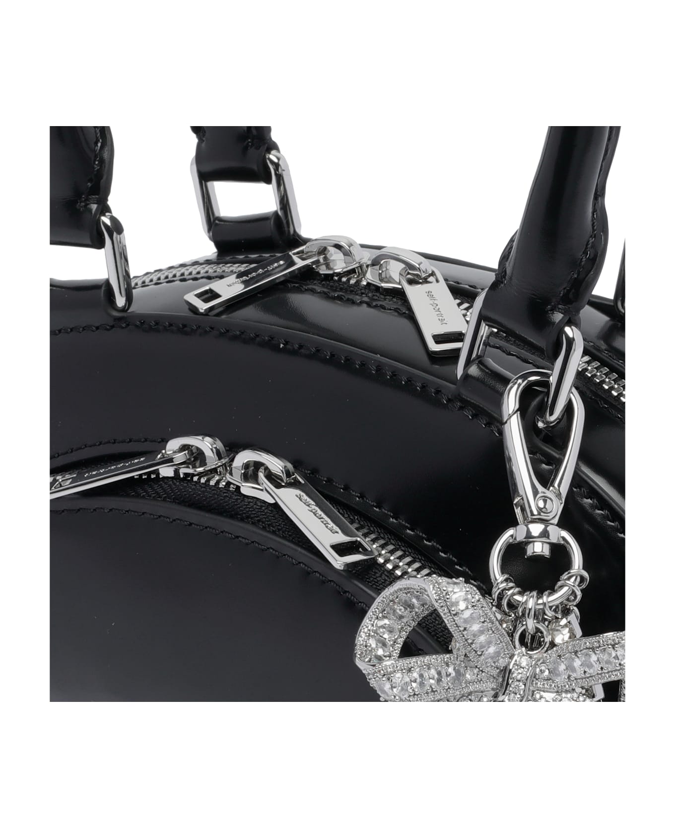 self-portrait Bow Charm Shoulder Bag - Black