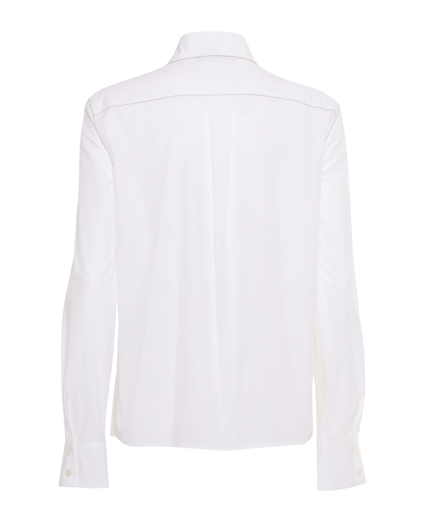 Fabiana Filippi Poplin Basic Shirt With Filo Diamante - WHITE