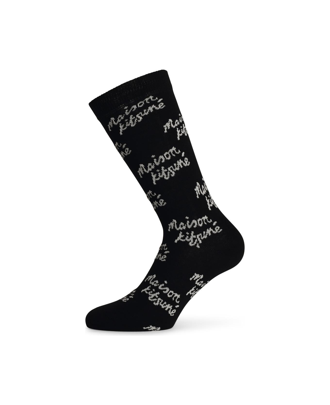 Maison Kitsuné Black Cotton Blend Socks - Black