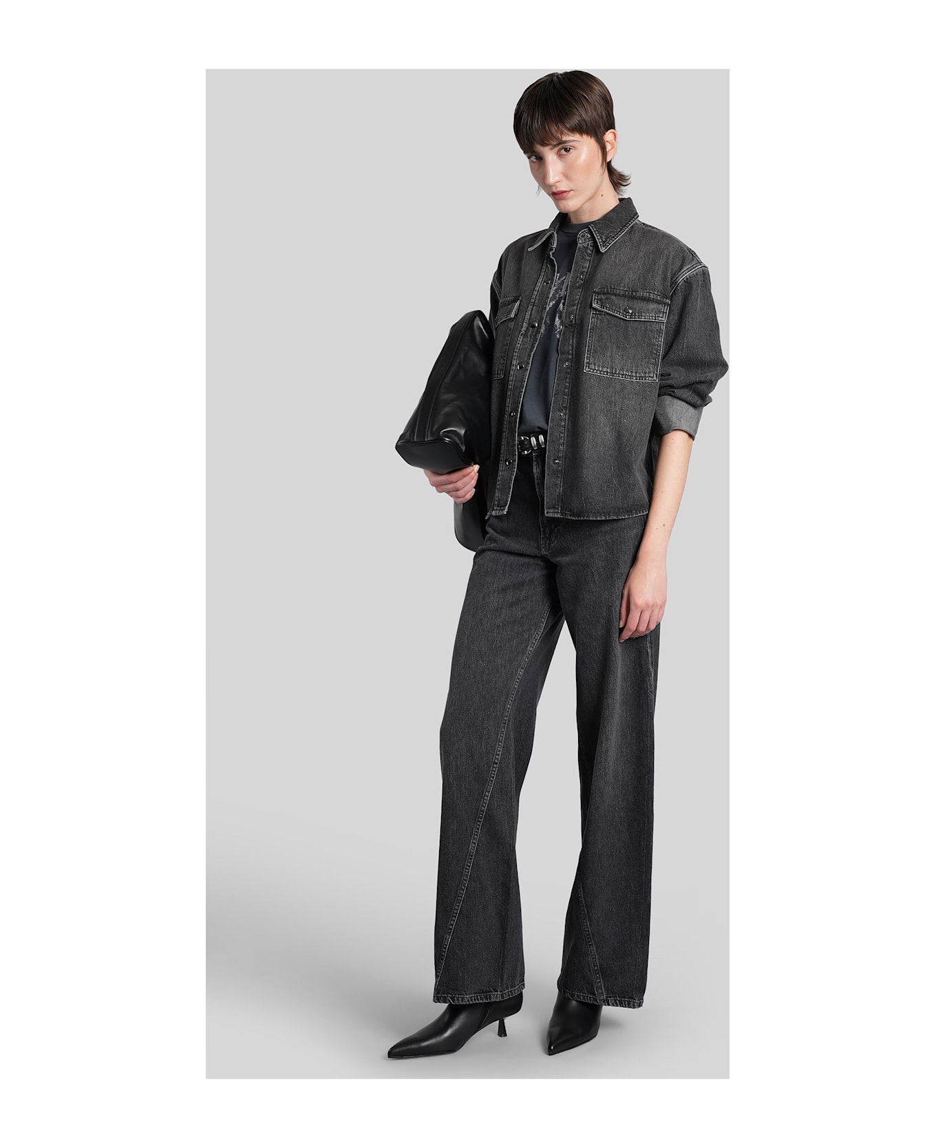 Anine Bing Brie Jeans In Black Cotton - black