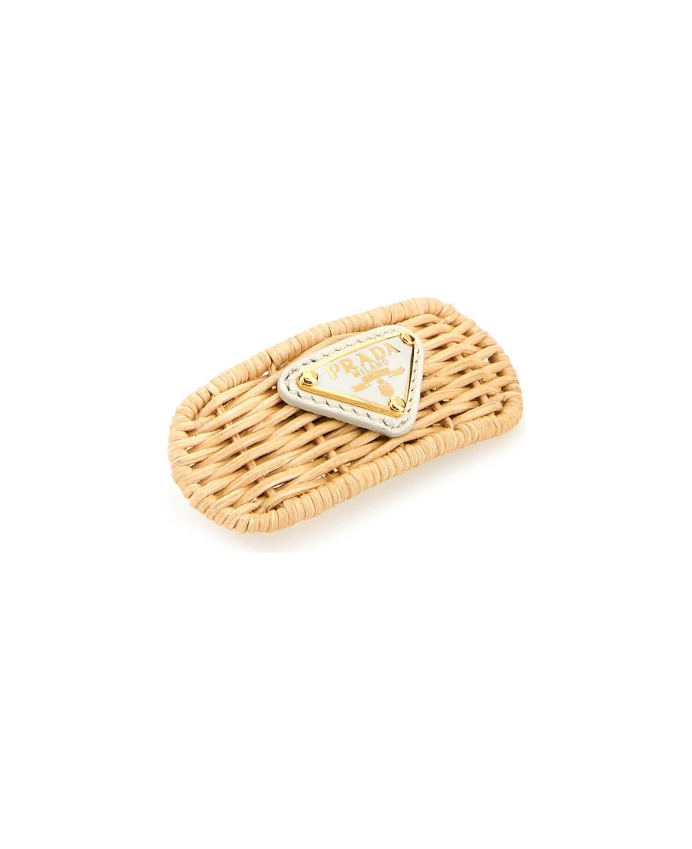 Prada Wicker Hair Clip - NATURALEBIANCO