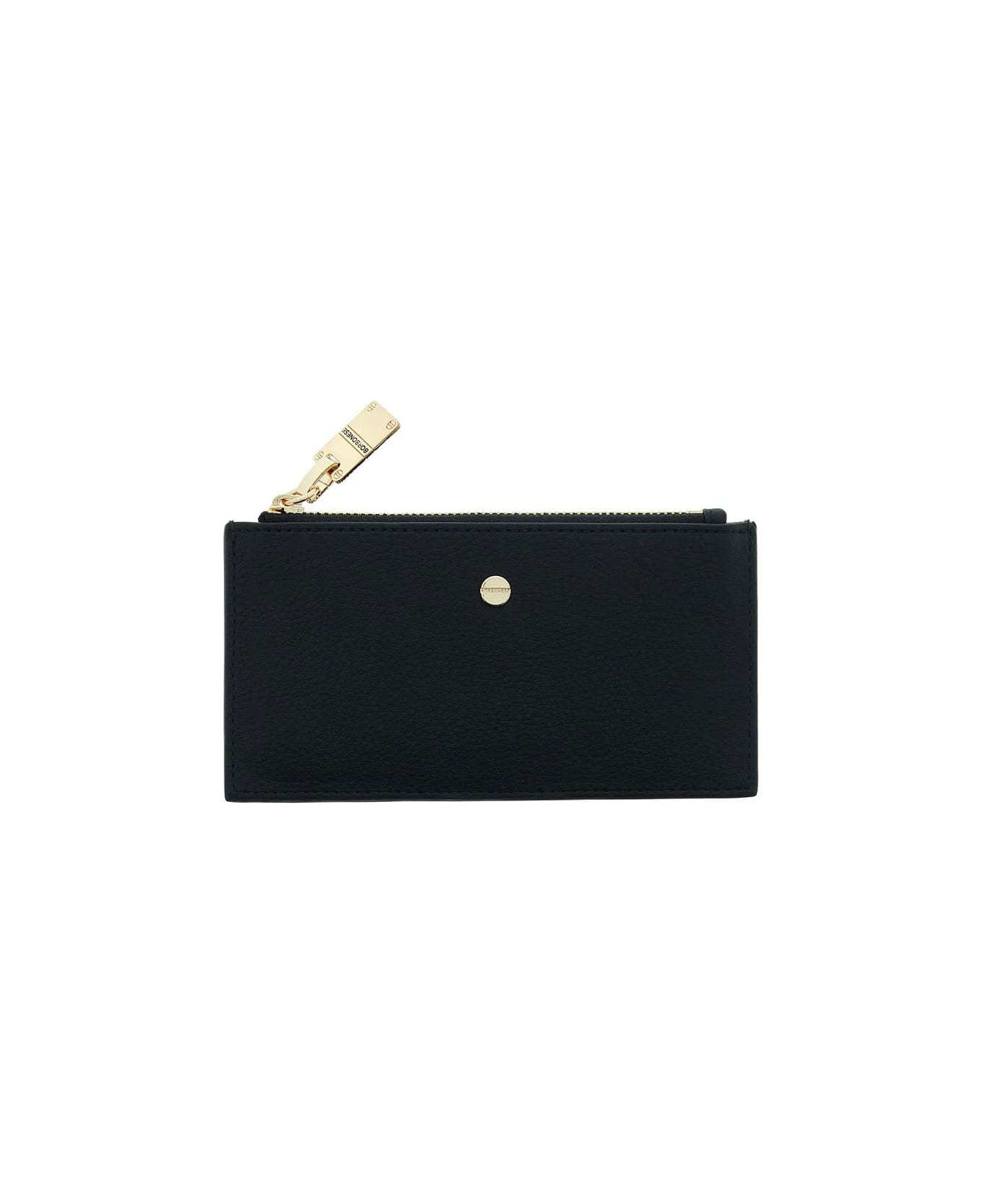 Borbonese Leather And Coated Canvas Card Holder Op Borbonese - BLACK