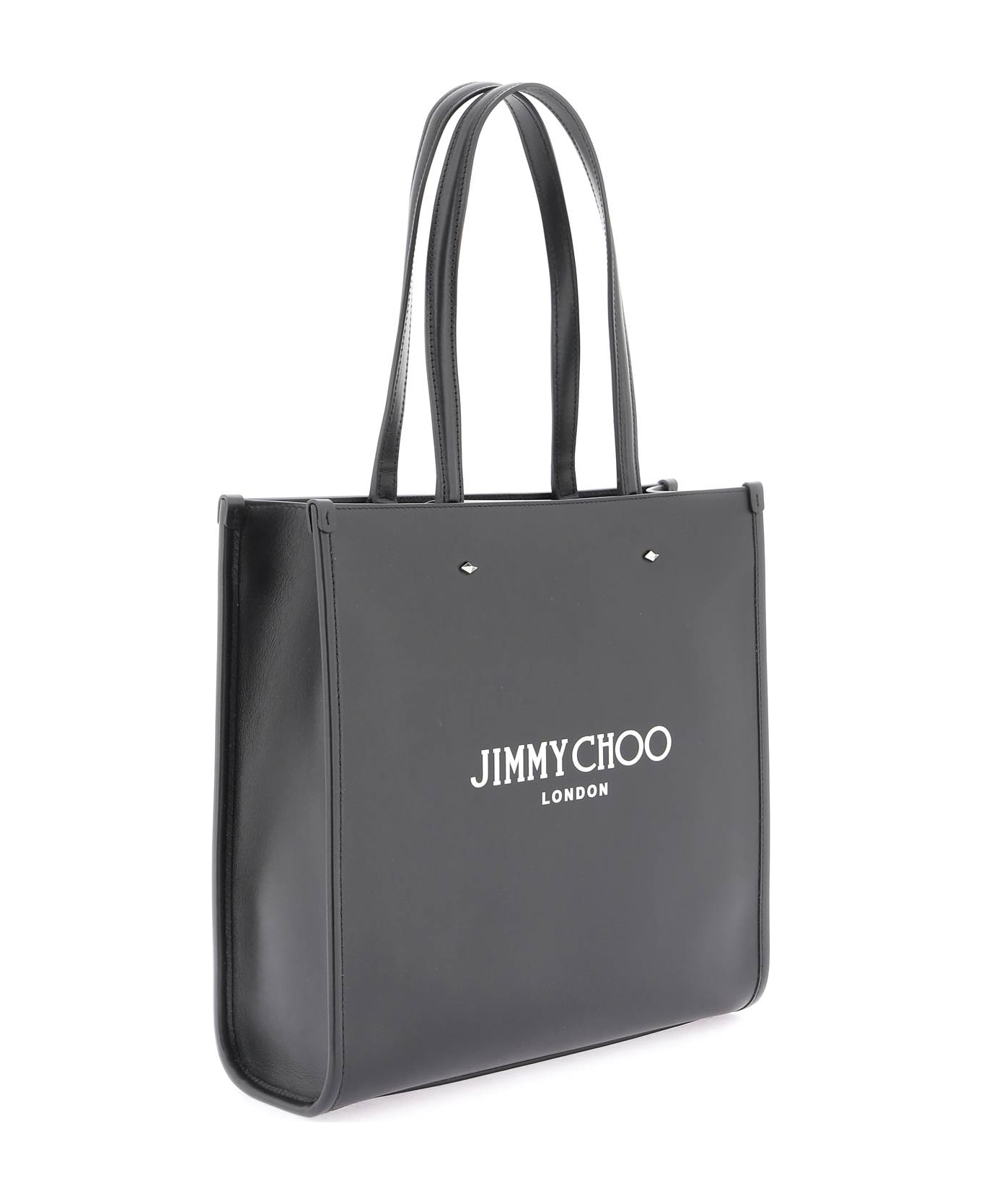 Jimmy Choo Leather Tote Bag - BLACK WHITE SILVER (Black)
