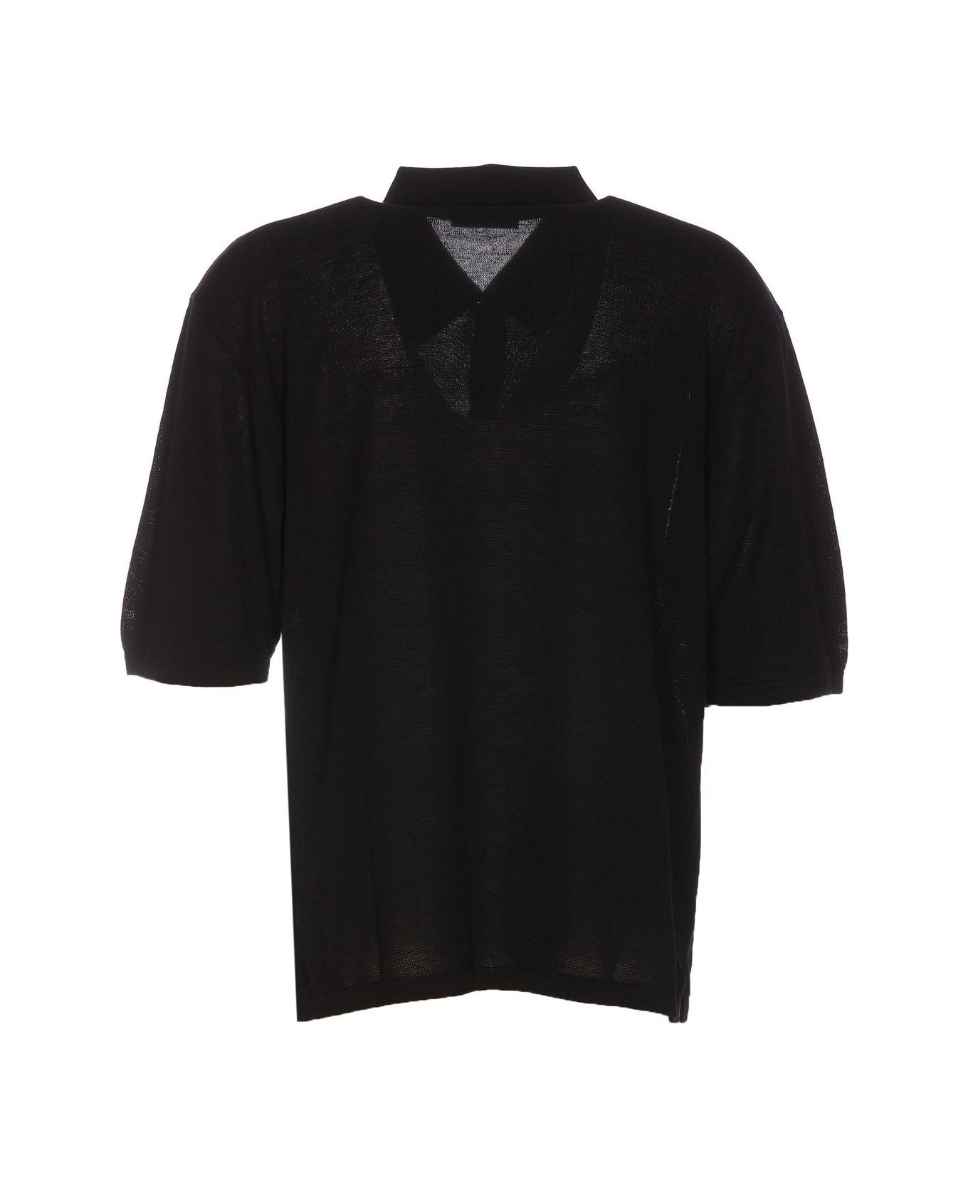 Lemaire Short-sleeved Knitted Shirt - BLACK