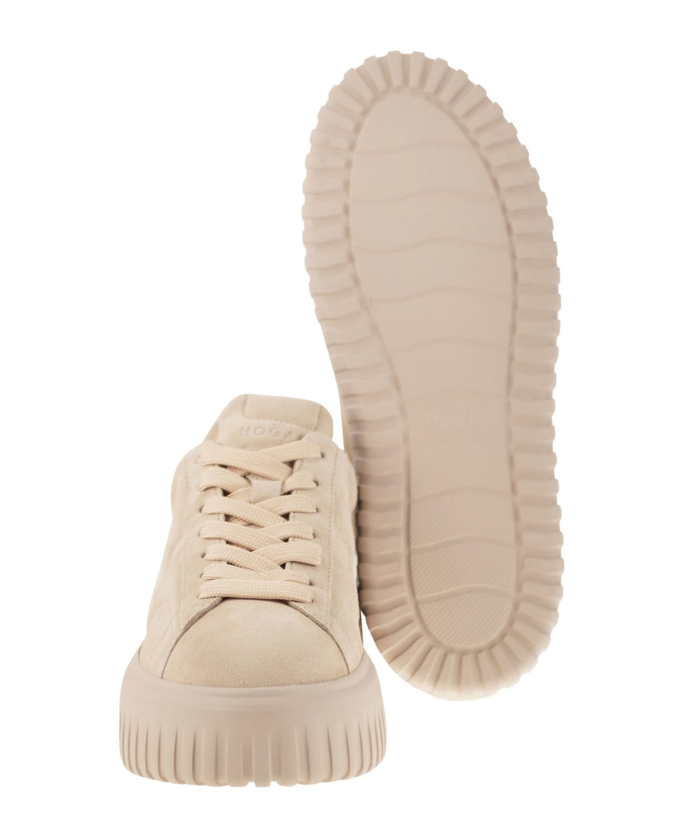 Hogan Suede H-stripes Trainers - Powder