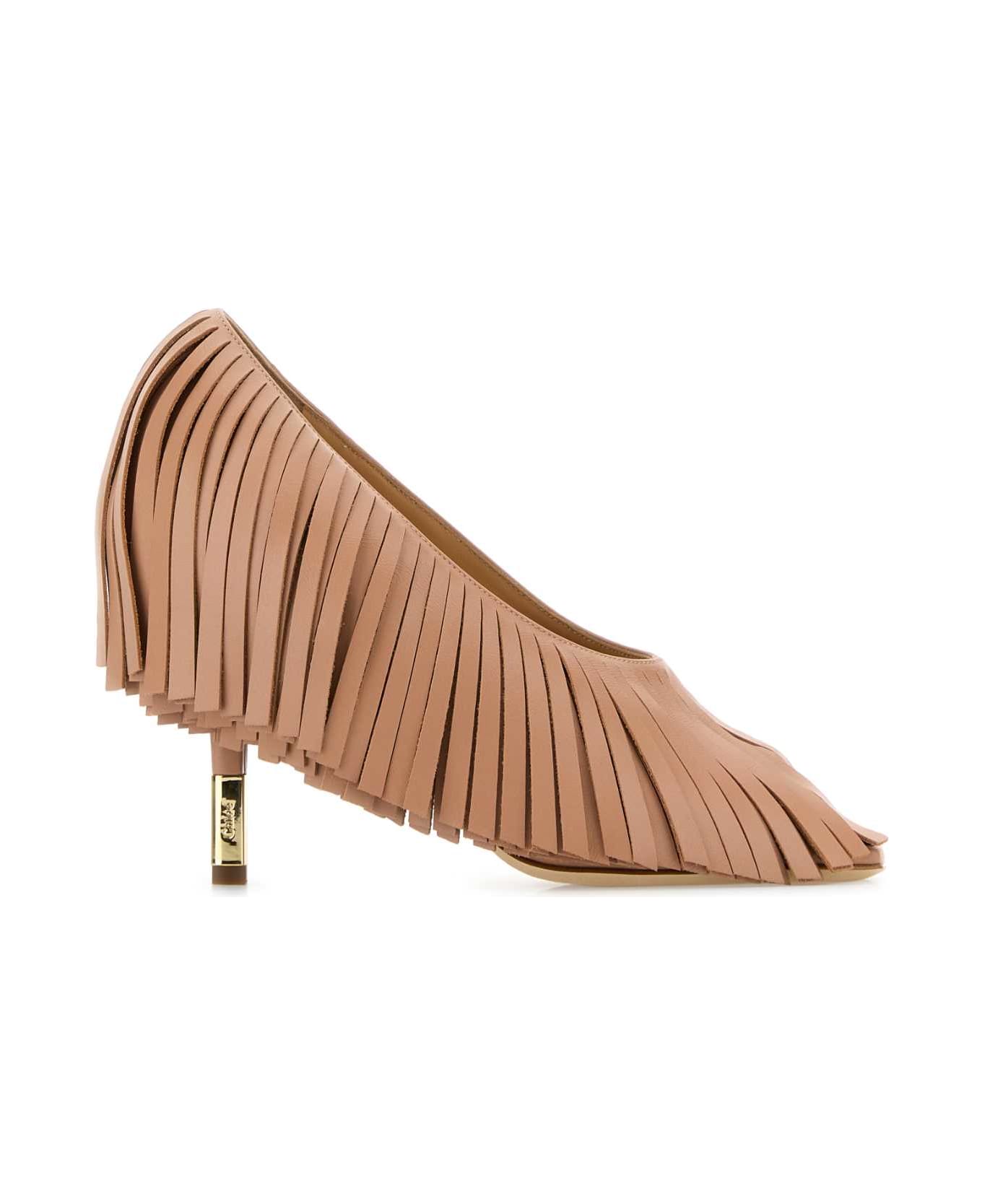 Chloé Antiqued Pink Leather Mona Pumps - TANROSE