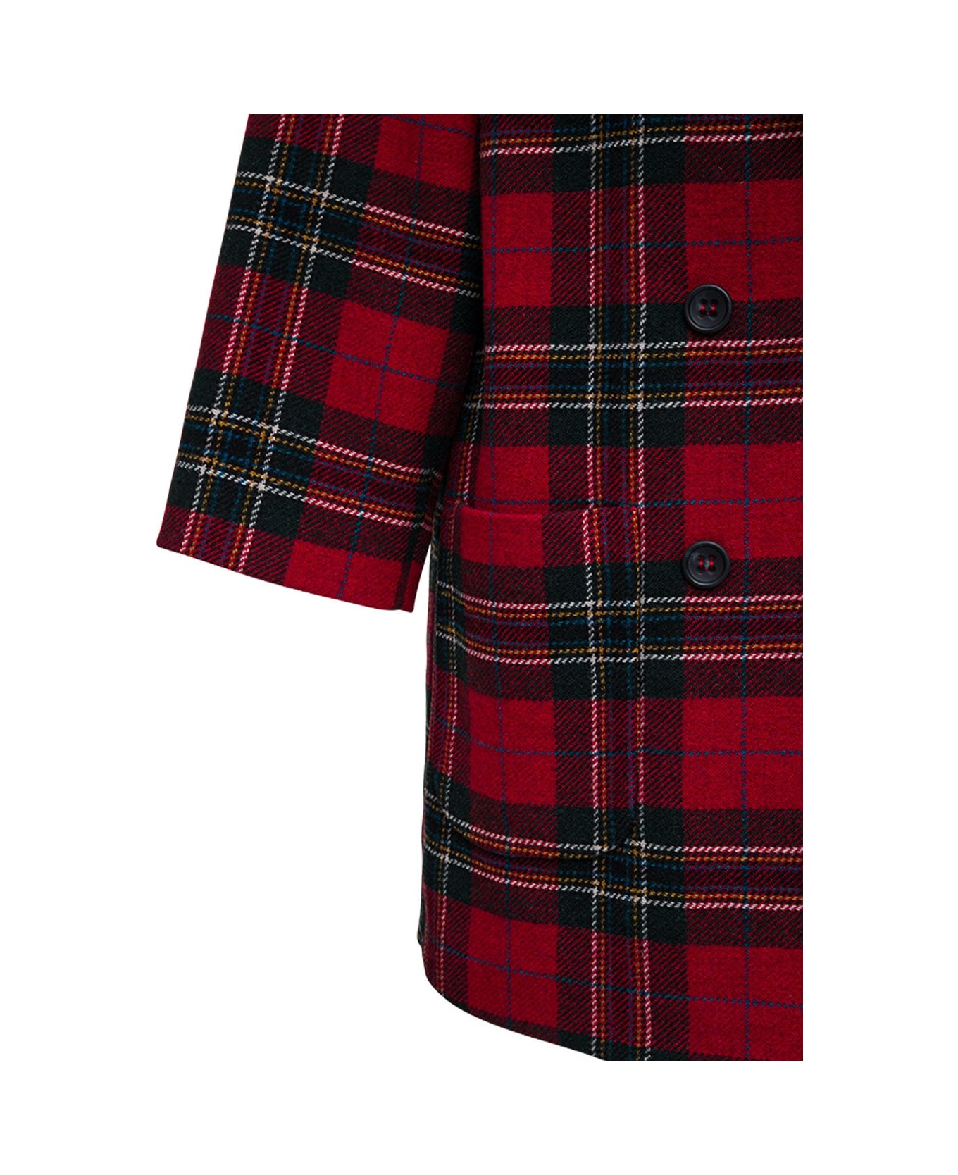 RED Valentino Double-breasted Cheked Shetland Wool Coat - Red