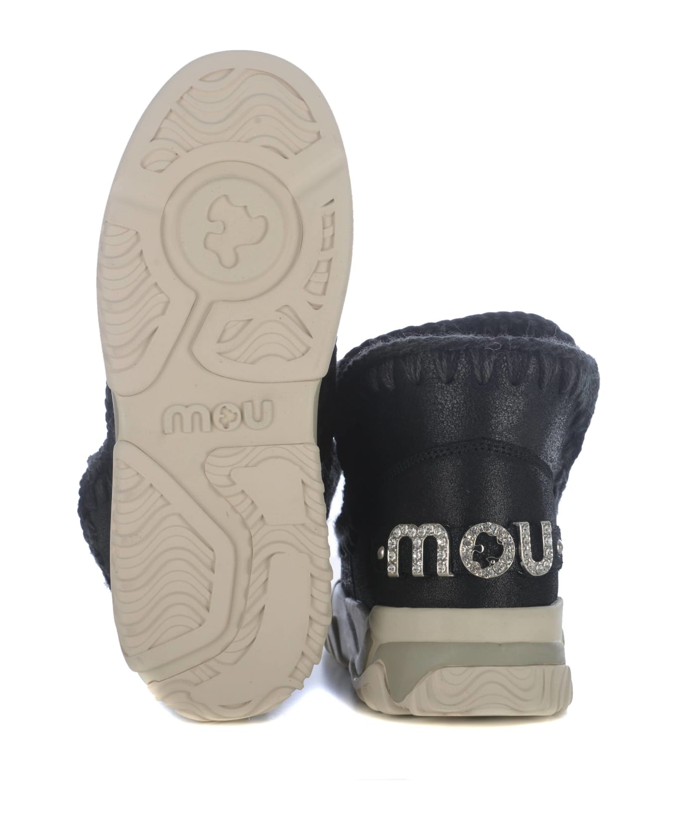 Mou Ankle Boots Mou "trainer Big Logo" Made Of Leather - Nero