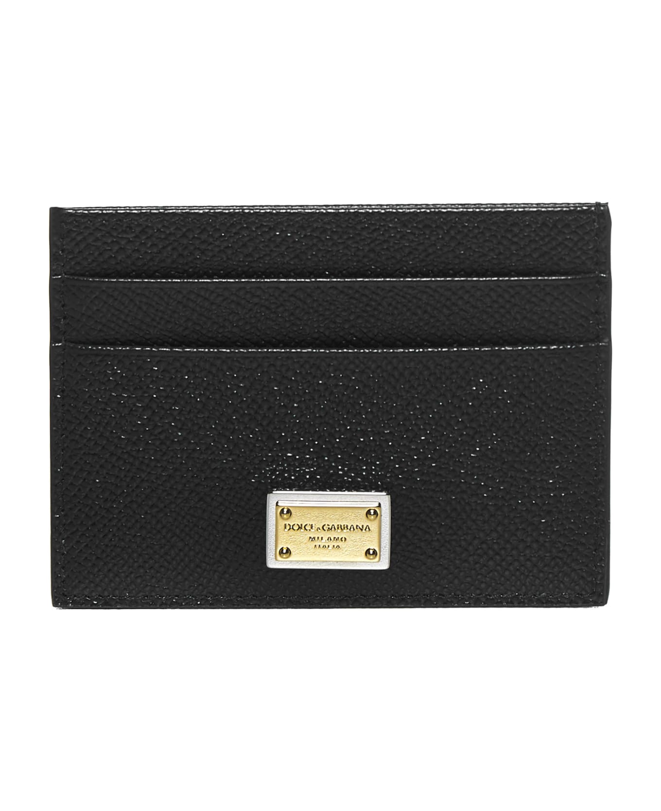 Dolce & Gabbana Leather Card Holder With Logo Plaque - Black 財布