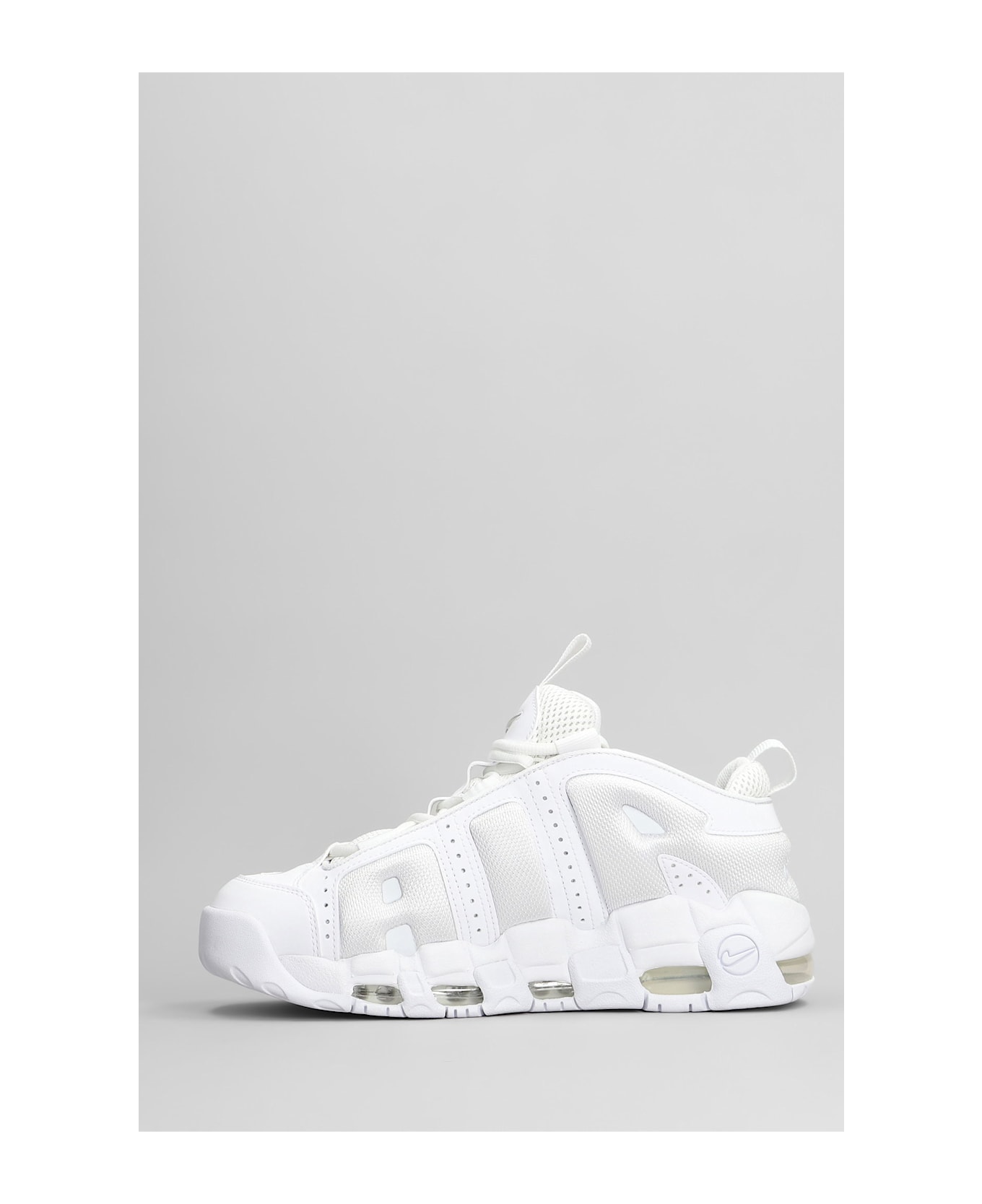 Nike Air More Uptempo Low Sneakers In White Leather And Fabric - white
