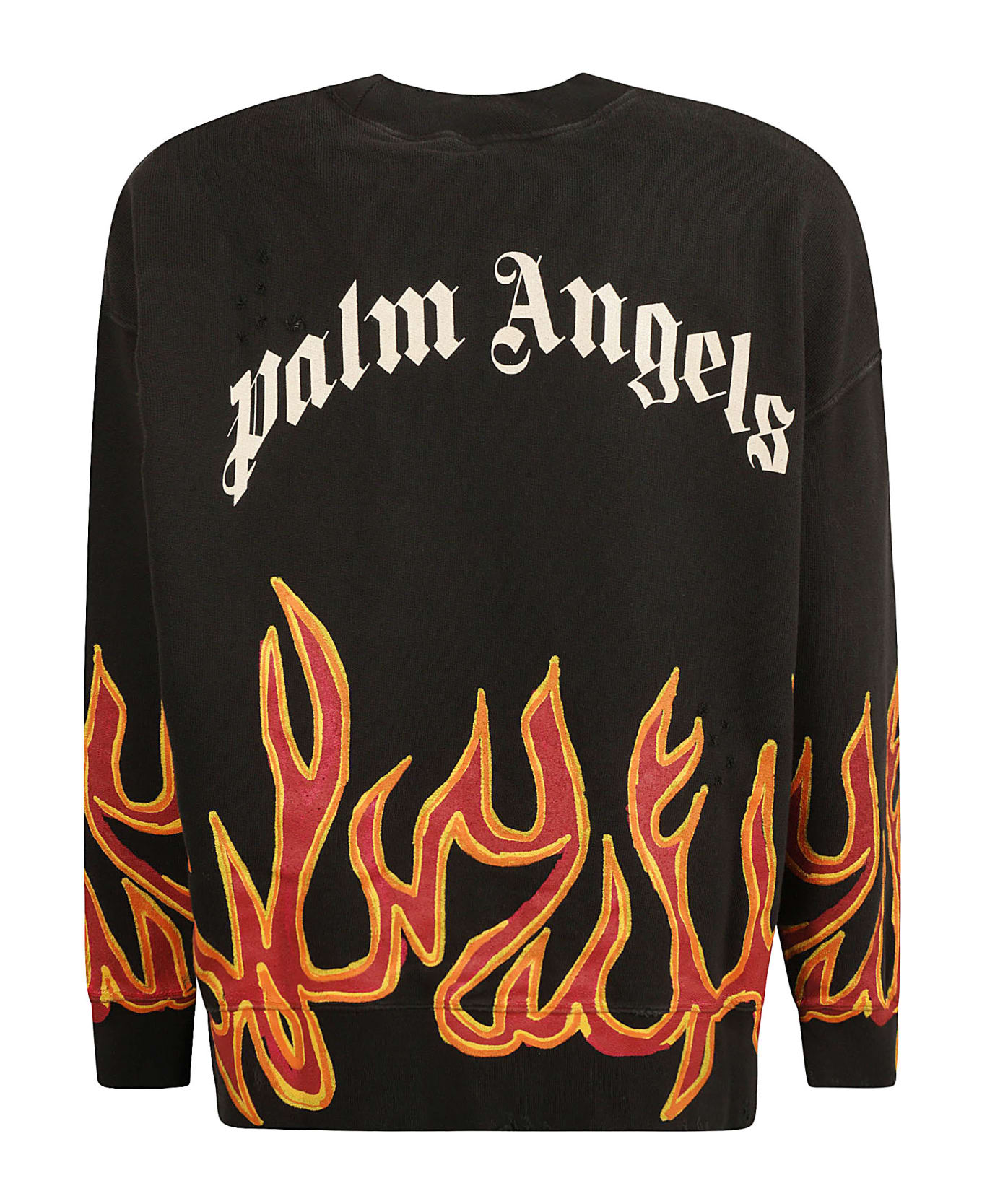 Palm Angels Flames Graffiti Crewneck Sweatshirt - Black/Red