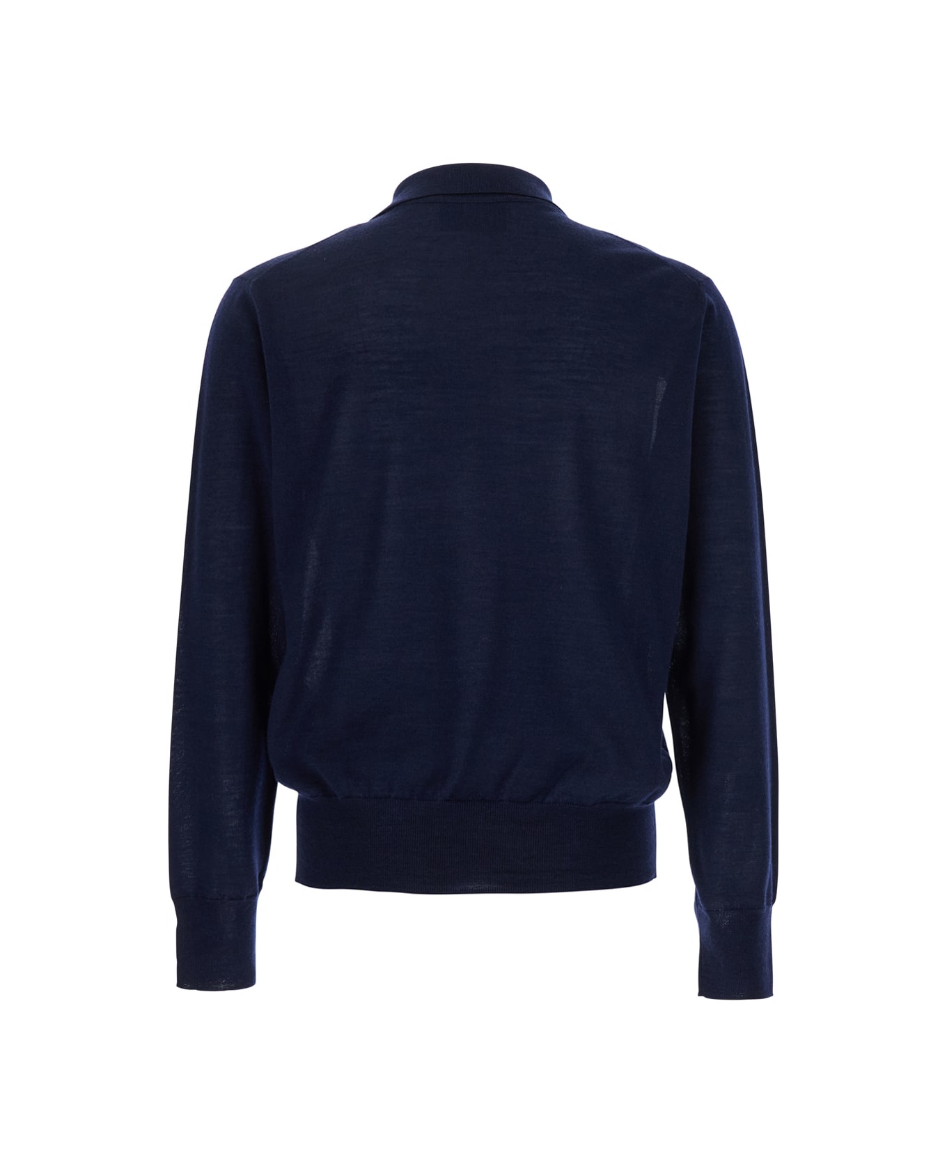 Ami Alexandre Mattiussi Blue Polo Shirt With Tone-on-tone Embroidered Logo On The Front In Virgin Wool And Silk Blend Man - Blu